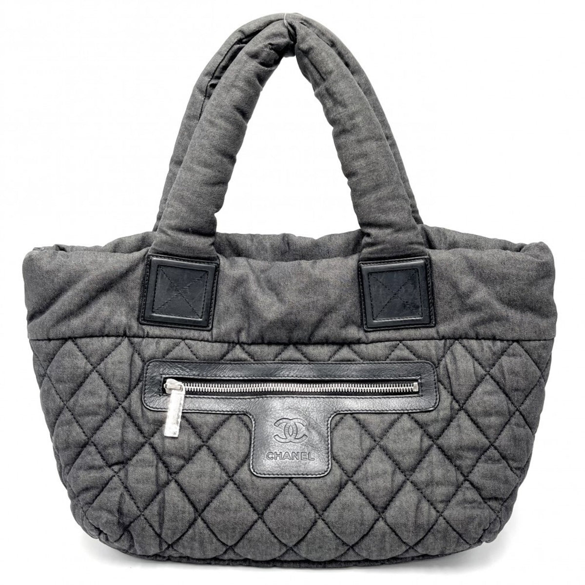 Chanel Bordeaux Gray Canvas Nylon Handbag Tote Bag (Pre-Owned)
