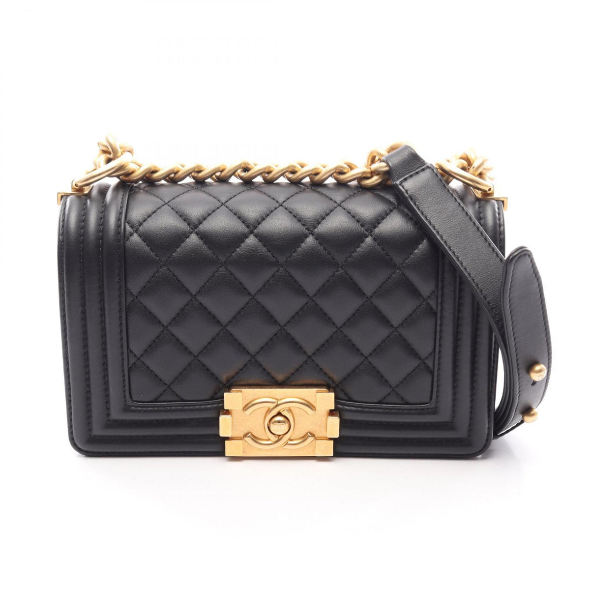 Chanel Black Leather Handbag Shoulder Bag (Pre-Owned)