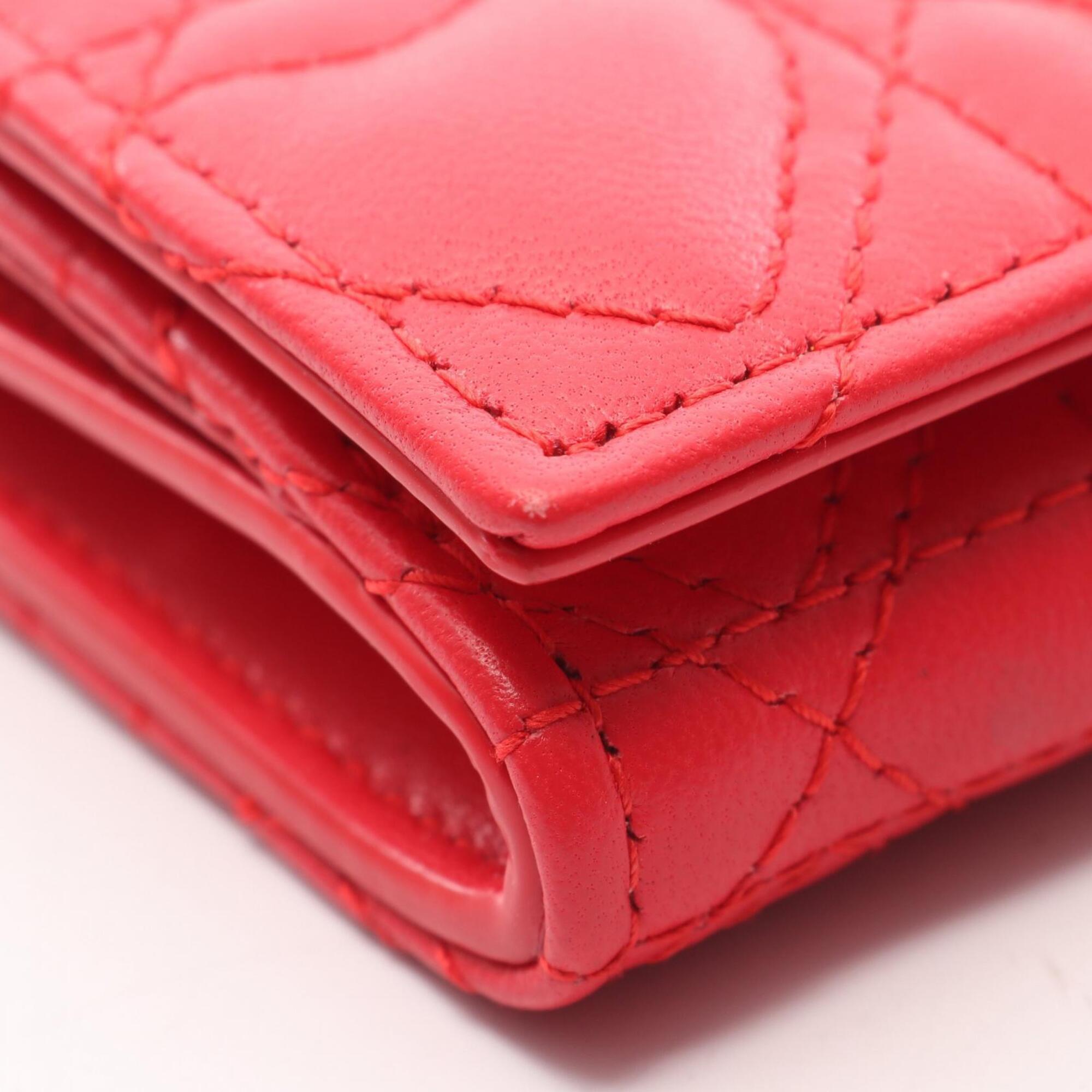 Christian Dior Red Color Leather Coin Purse/Coin Case (Pre-Owned)