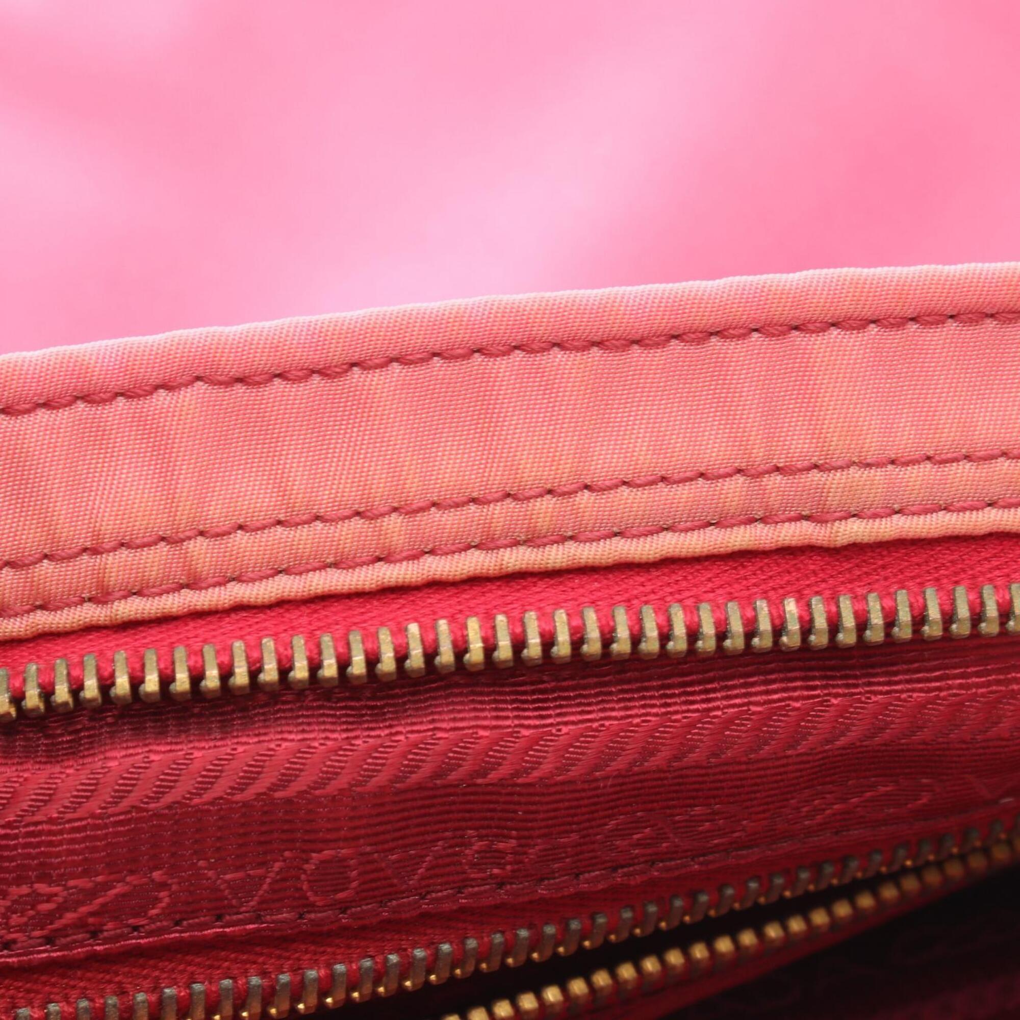 Prada Pink Nylon Leather Handbag Shoulder Bag (Pre-Owned)