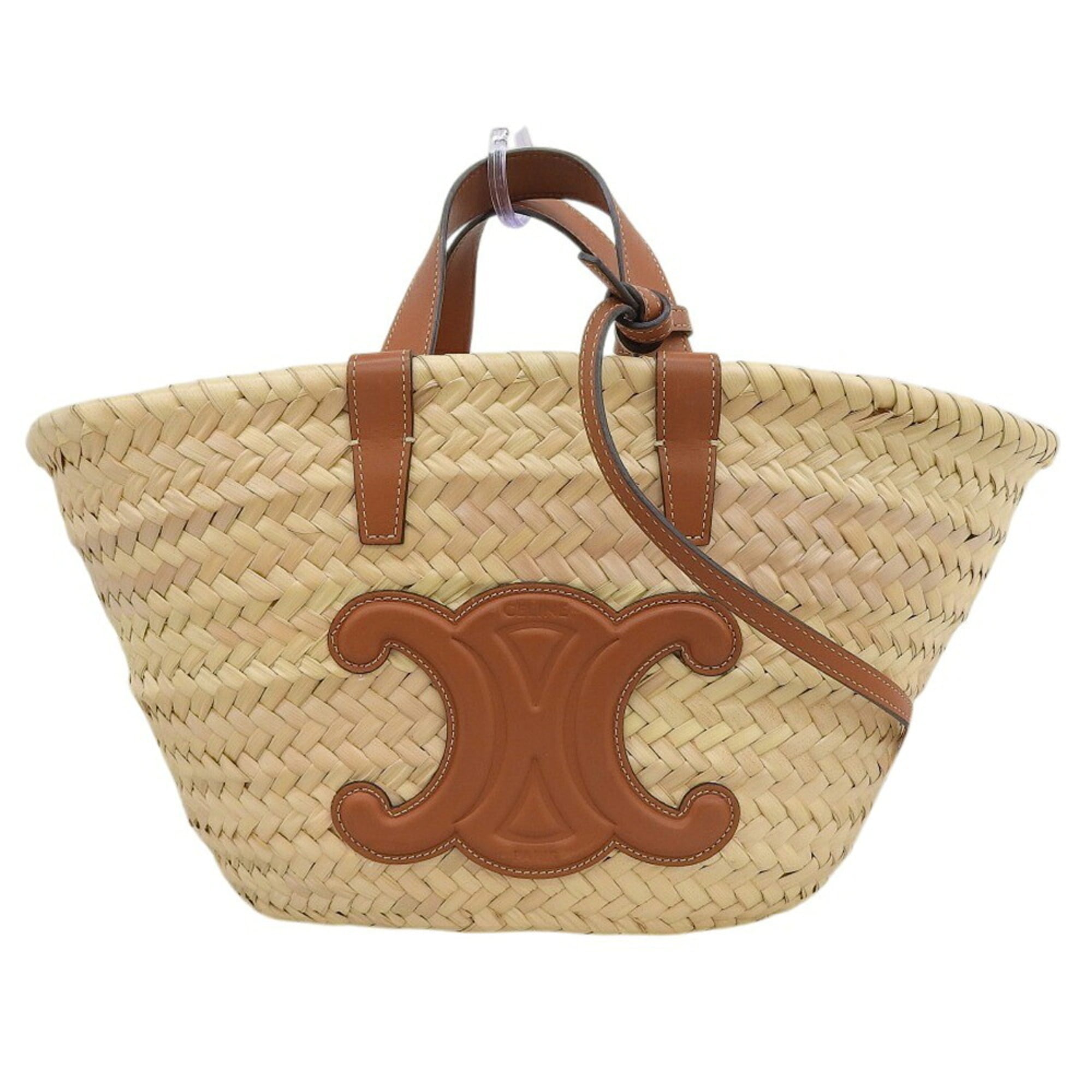 Celine Beige Brown Raffia Handbag Shoulder Bag (Pre-Owned)