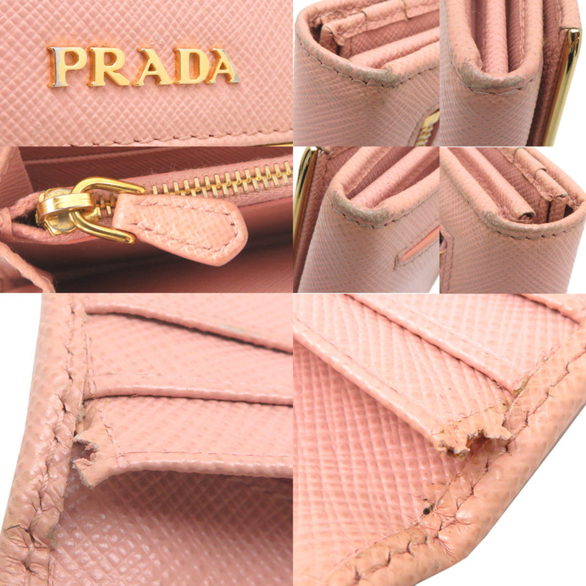 Prada Pink Leather Long Wallet (Bi-Fold) (Pre-Owned)