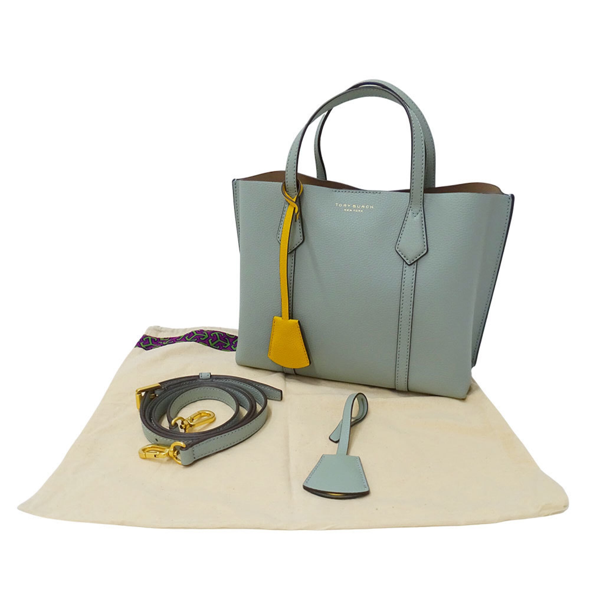 Tory Burch Blue Leather Handbag Shoulder Bag (Pre-Owned)