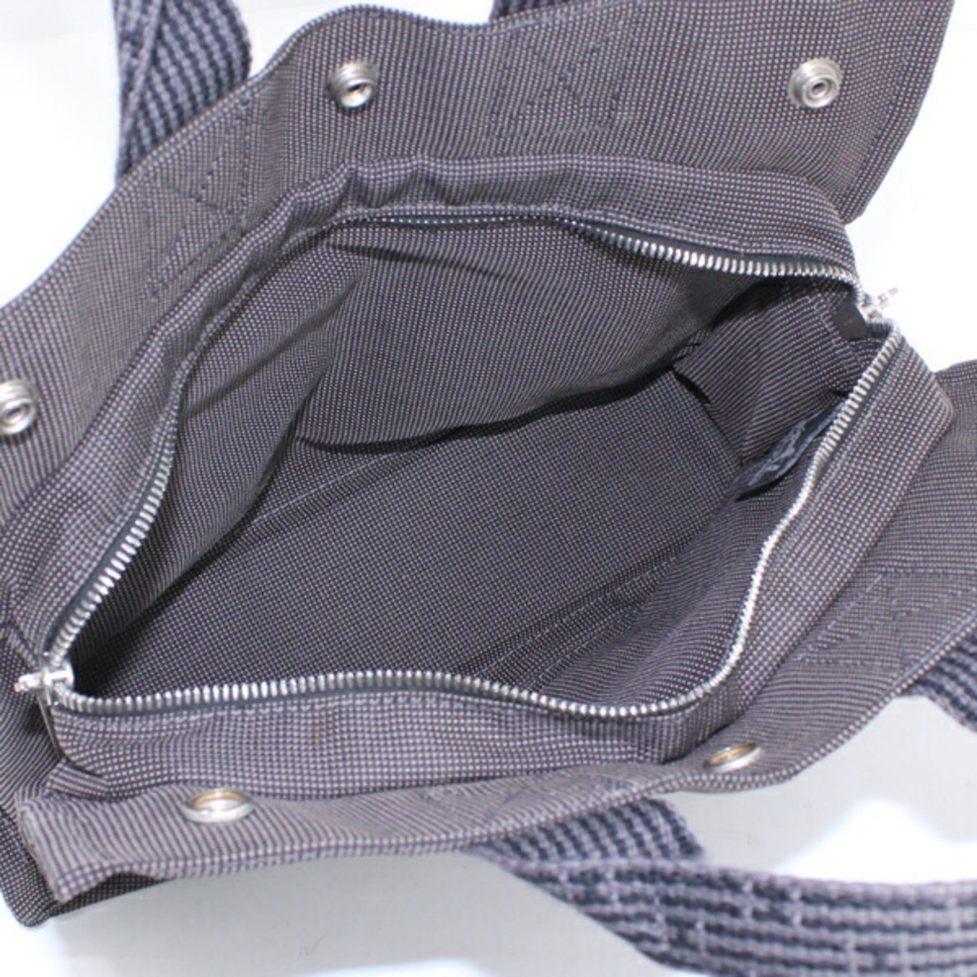 Hermes Her Line Gray Canvas Handbag (Pre-Owned)