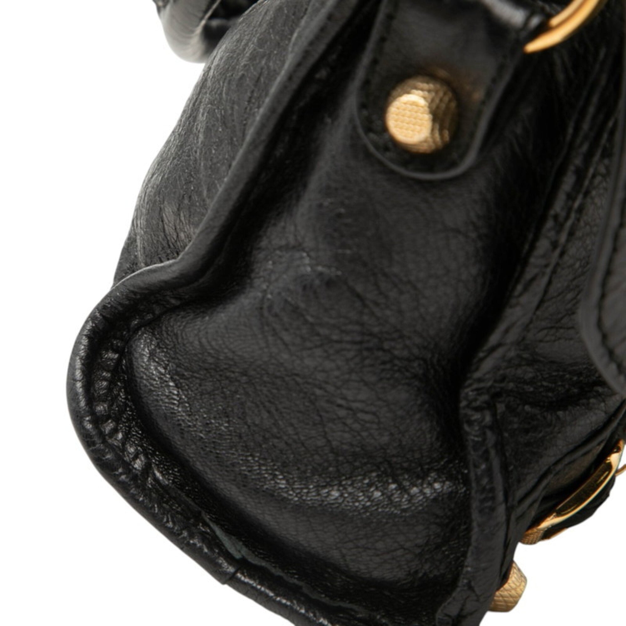 Balenciaga Black Leather Handbag Shoulder Bag (Pre-Owned)