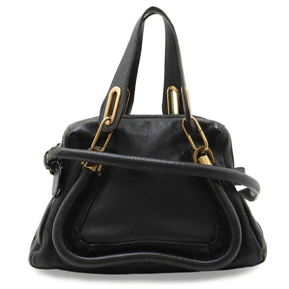 Chloé Paraty Black Leather Handbag Shoulder Bag Tote Bag (Pre-Owned)