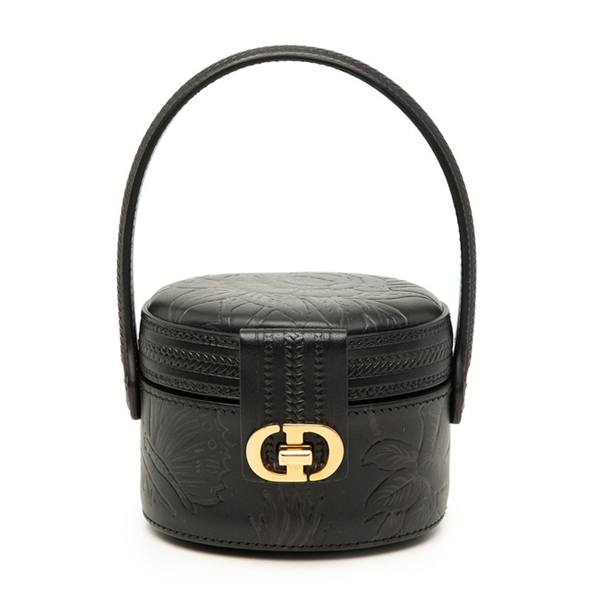 Christian Dior Black Leather Handbag Vanity Bag (Pre-Owned)