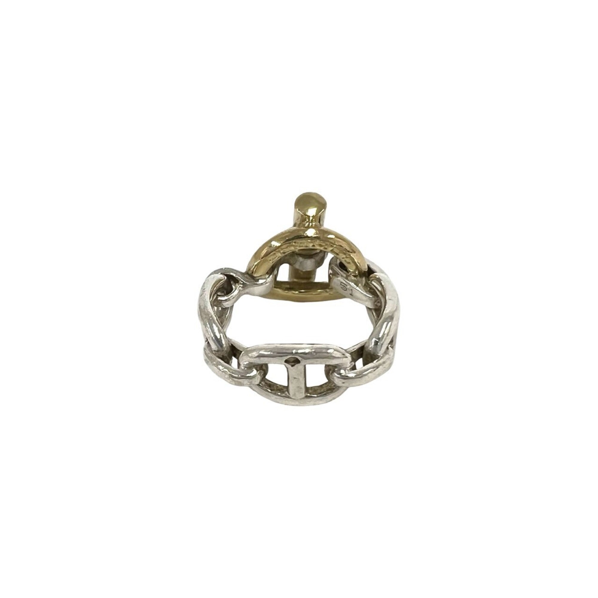 Hermes Gold Silver Yellow Gold (18K) Silver Band Ring (Pre-Owned)