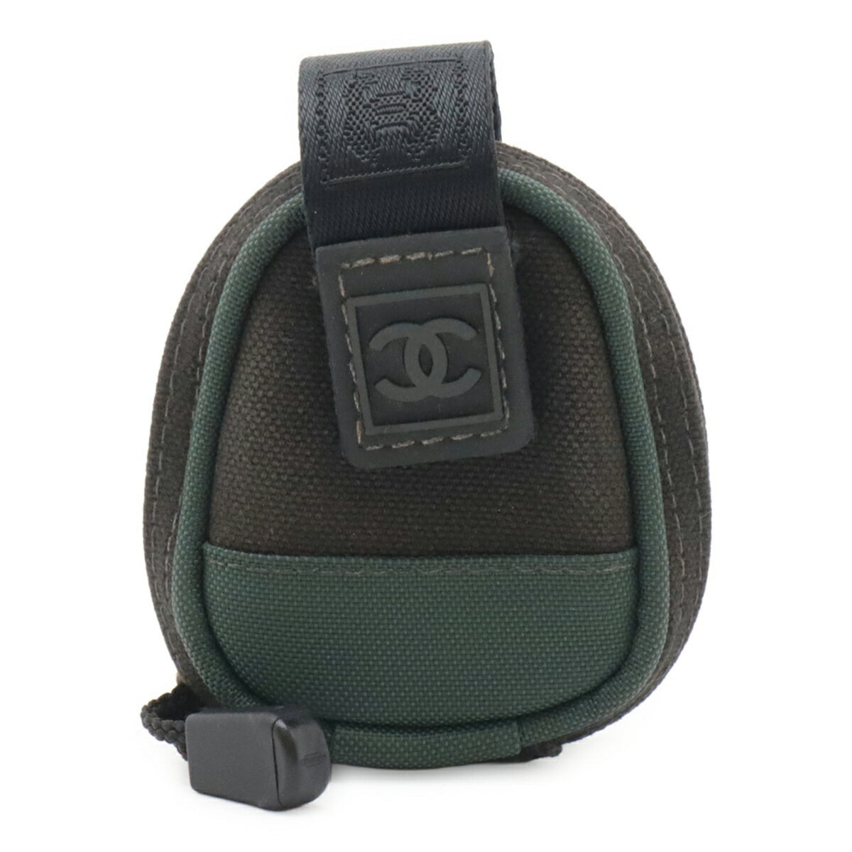 Chanel Black Green Canvas Nylon Pouch (Pre-Owned)