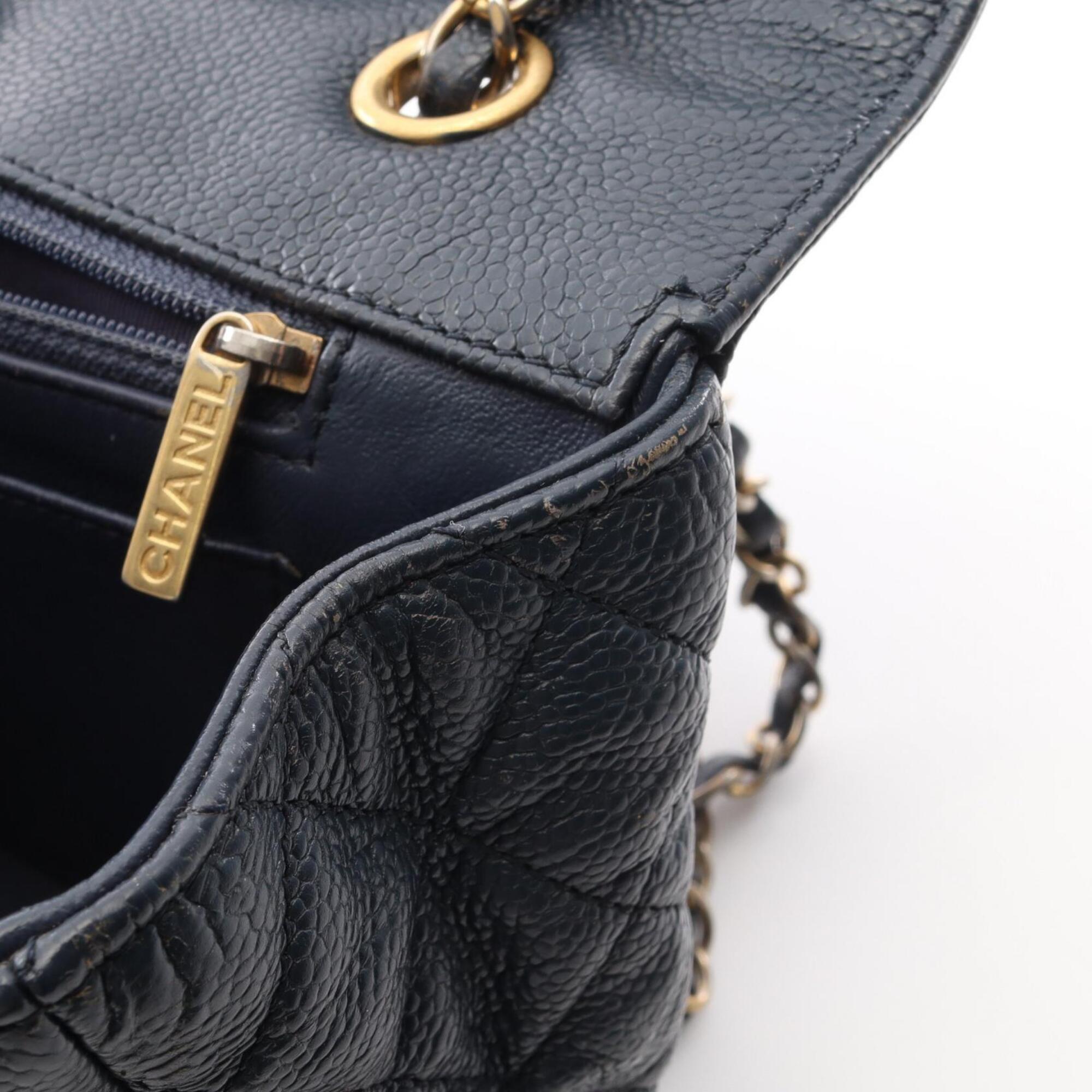 Chanel Navy Grained Calfskin Handbag Shoulder Bag (Pre-Owned)