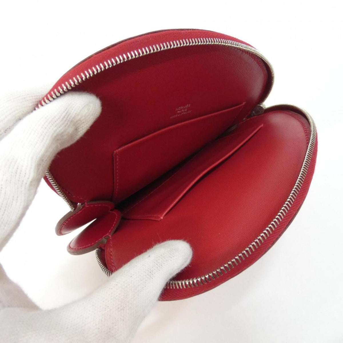 Hermes Rouge Vif Tadelakt Leather Handbag Pouch (Pre-Owned)