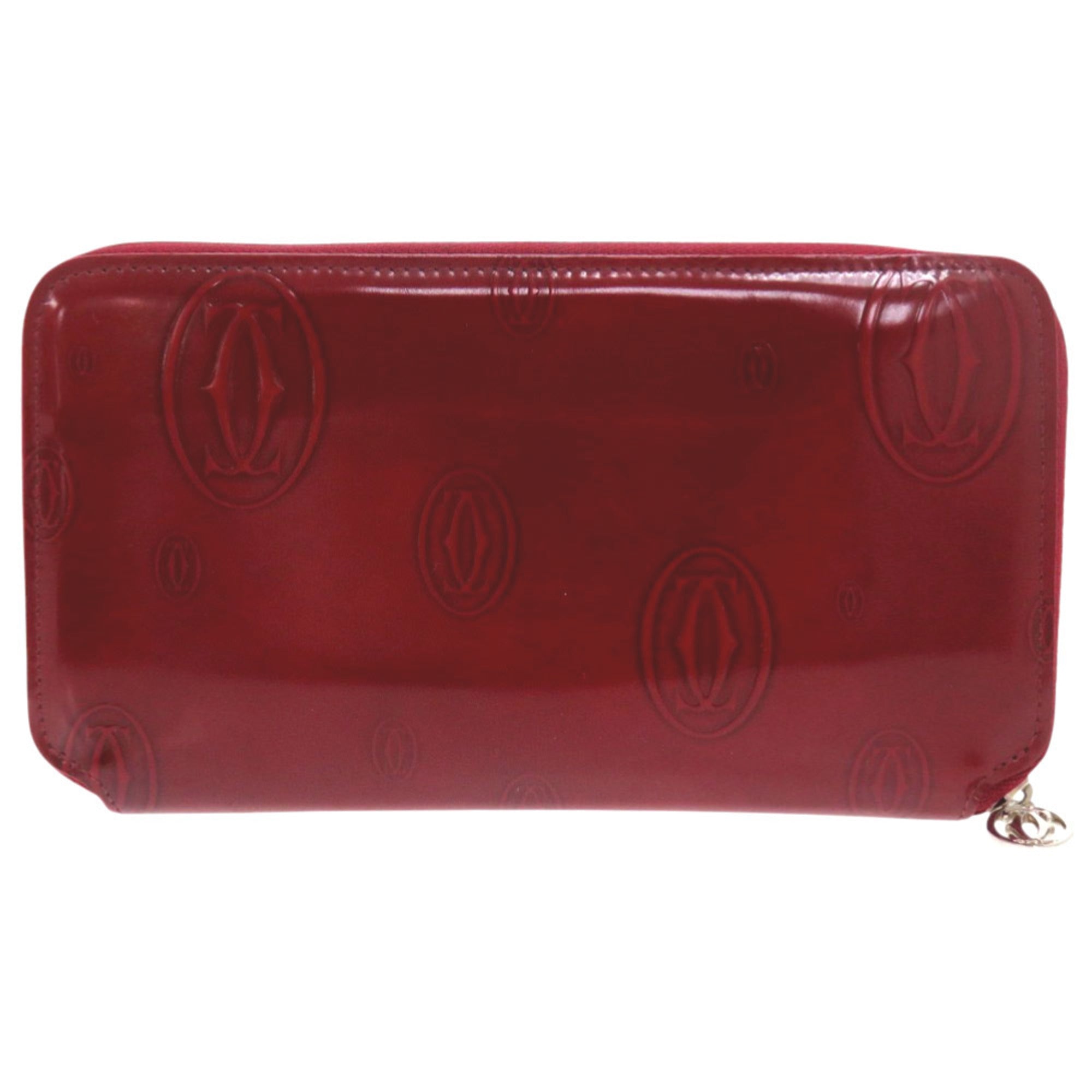 Cartier Bordeaux Red Color Leather Long Wallet (Bi-Fold) (Pre-Owned)