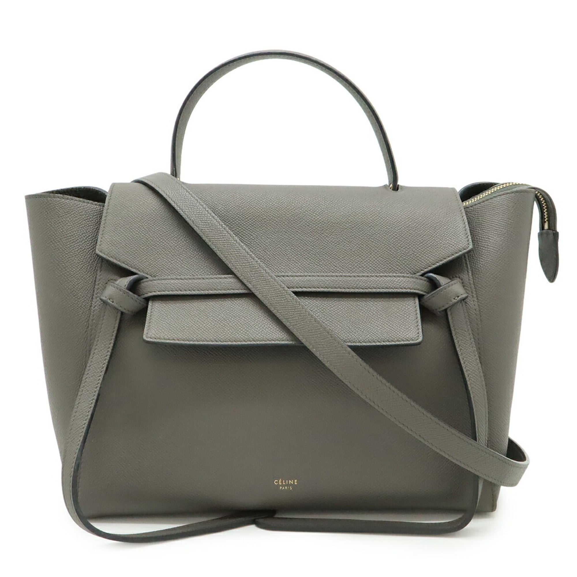 Celine Gray Leather Handbag Shoulder Bag (Pre-Owned)