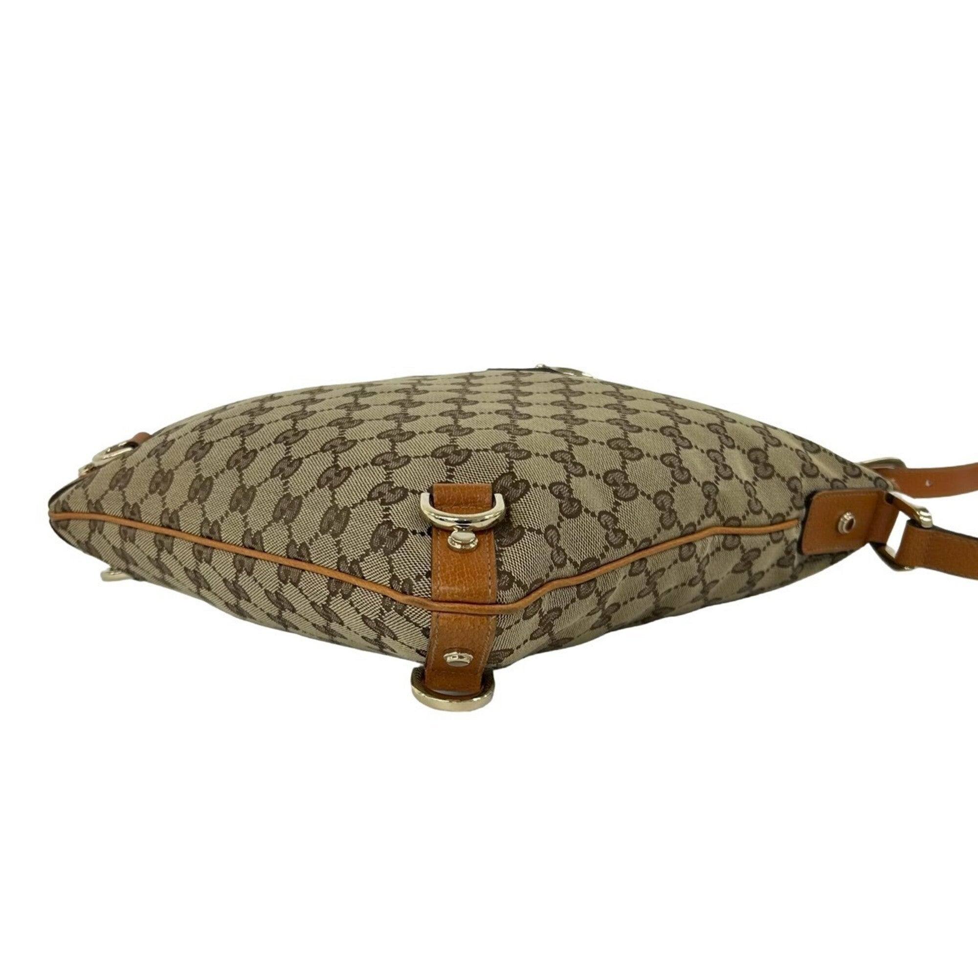 Gucci Brown Canvas Leather Shoulder Bag Tote Bag (Pre-Owned)
