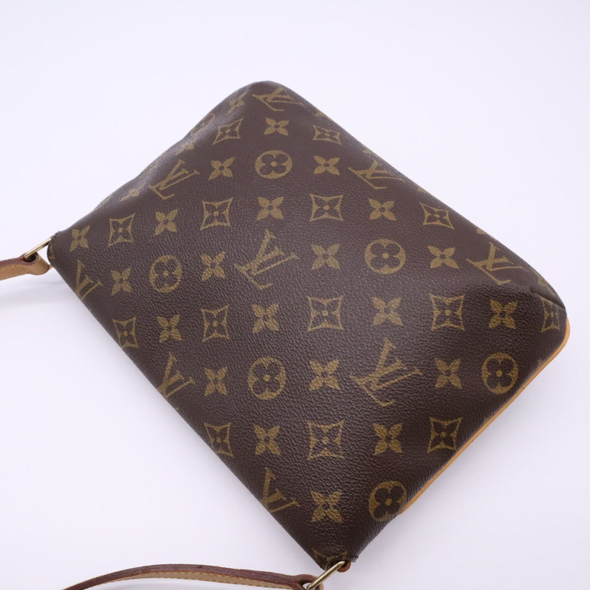 Louis Vuitton Beige Brown Coated Canvas Leather Shoulder Bag (Pre-Owned)