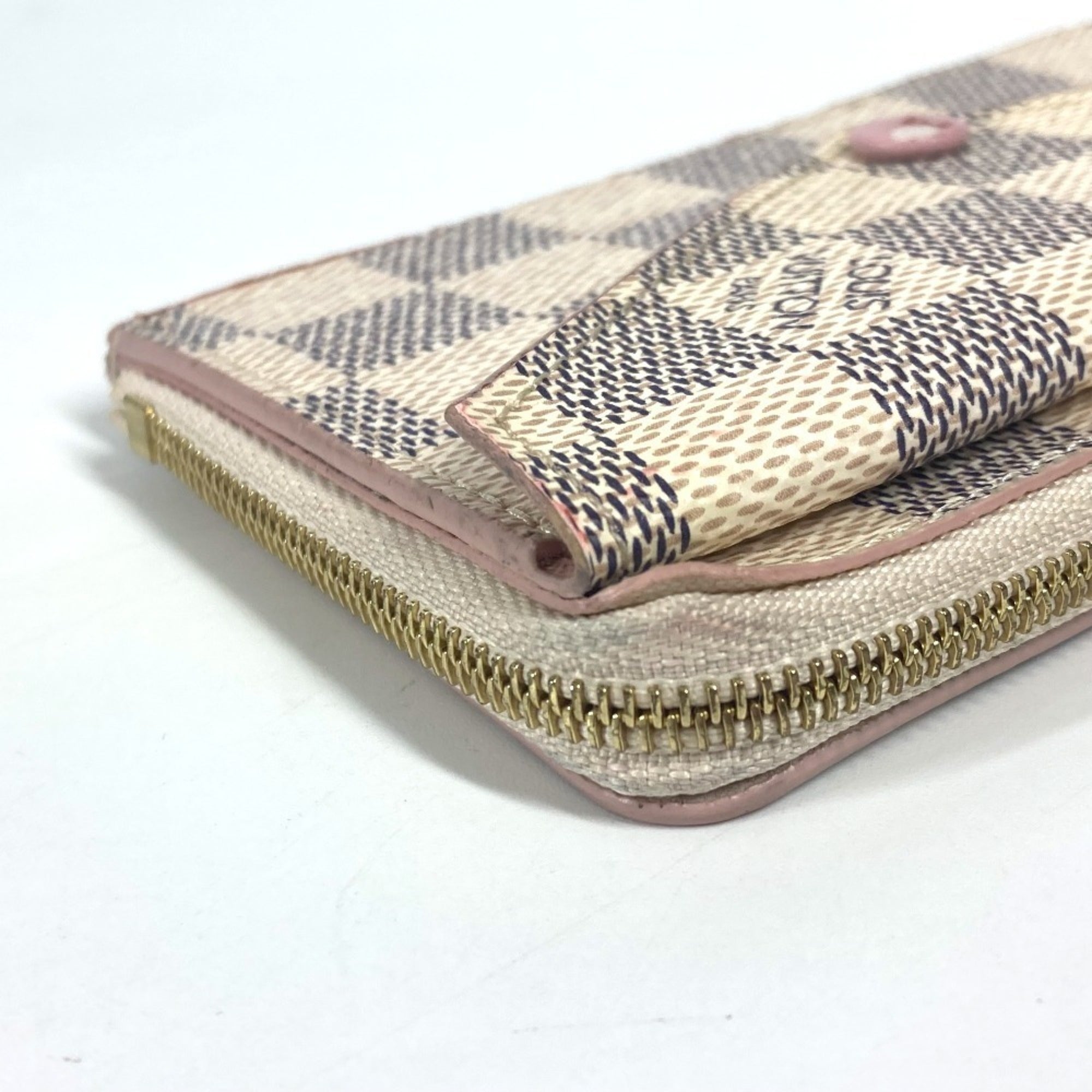 Louis Vuitton Pink White Damier Azur Coin Purse/Coin Case (Pre-Owned)