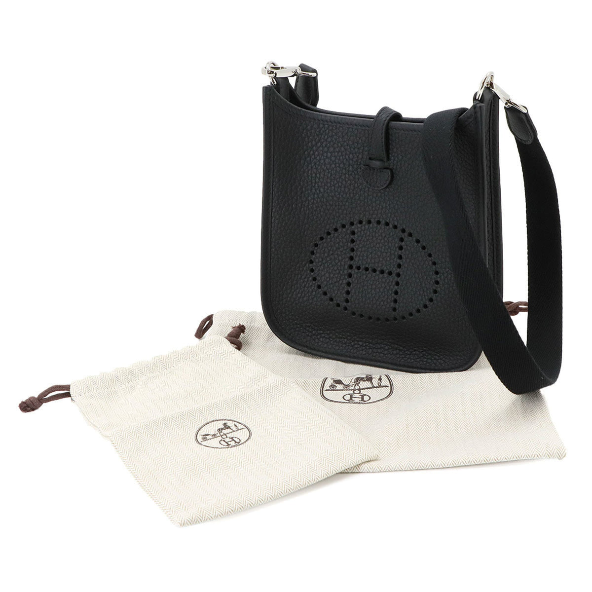 Hermes Black Taurillon Clemence Leather Handbag Shoulder Bag (Pre-Owned)