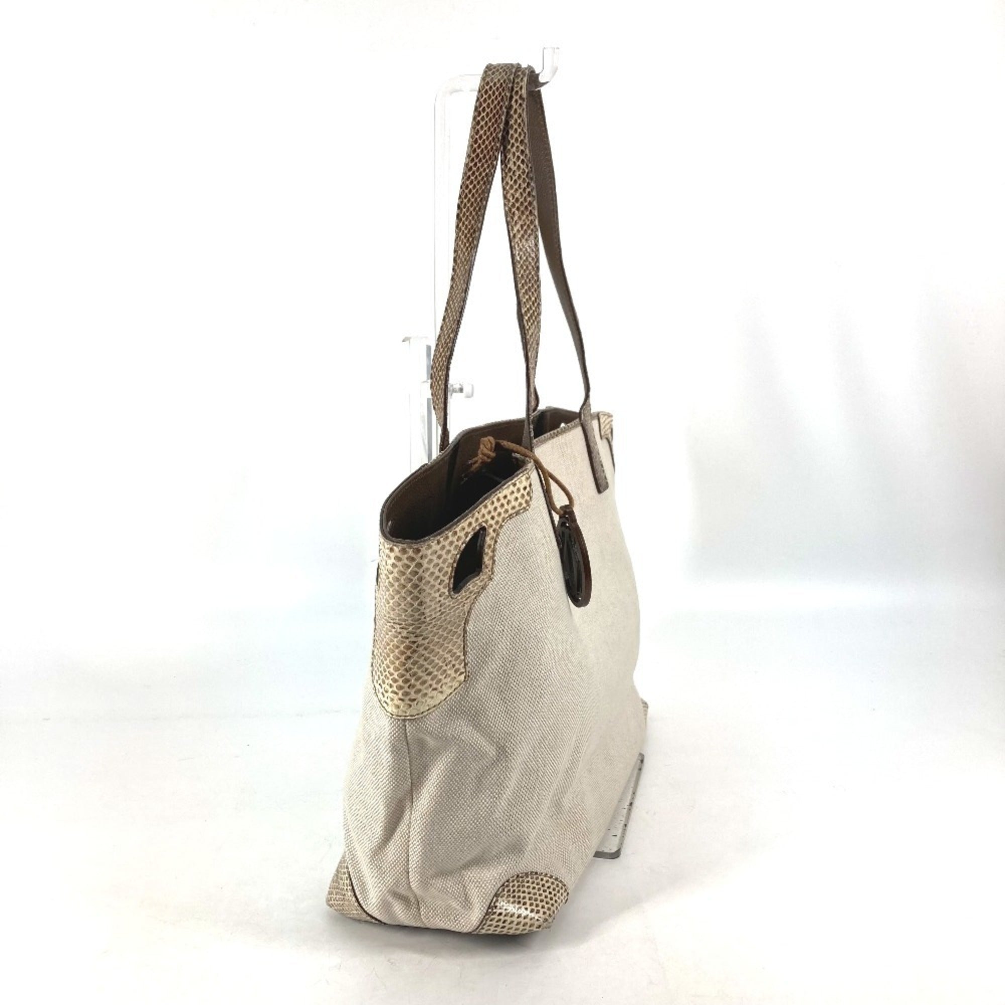 Cartier Beige Dark Brown Canvas Shoulder Bag Tote Bag (Pre-Owned)