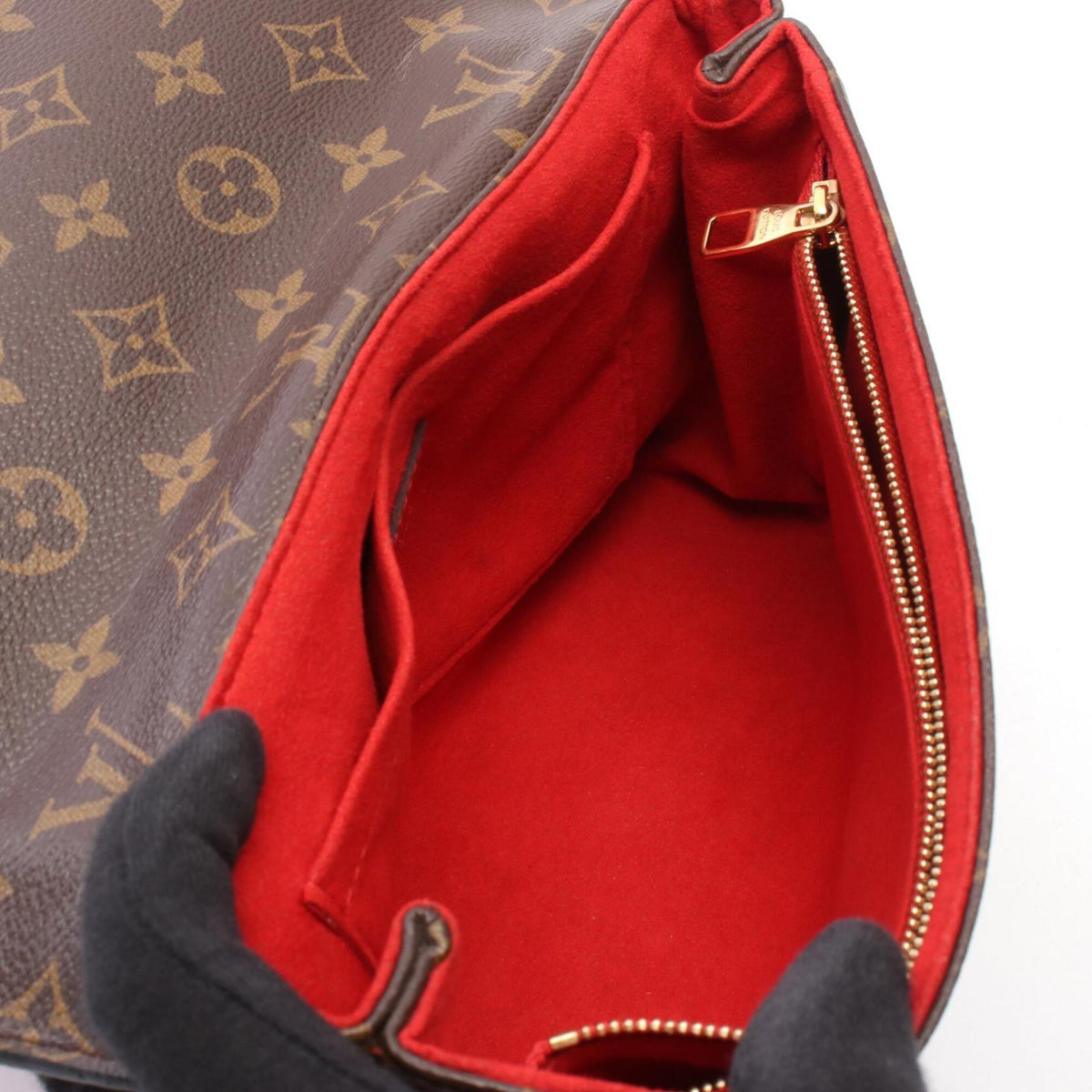 Louis Vuitton Brown Cerise Red Color Coated Canvas Leather Handbag Shoulder Bag (Pre-Owned)