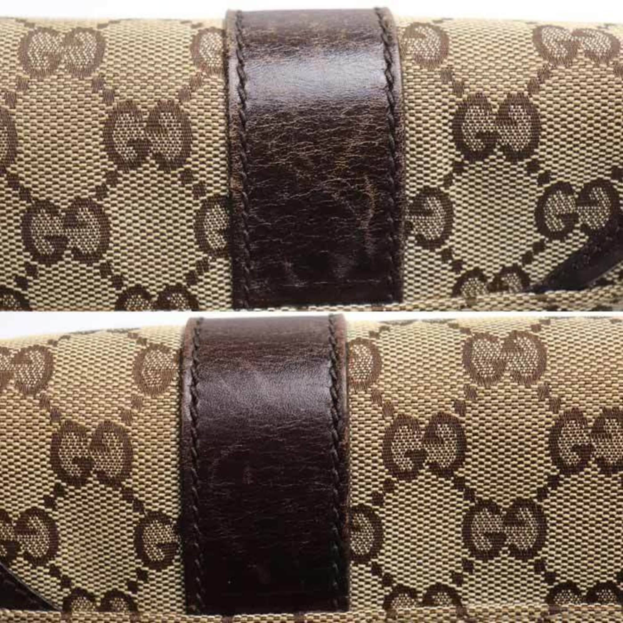 Gucci Beige Brown Gg Canvas Leather Fanny Pack (Pre-Owned)