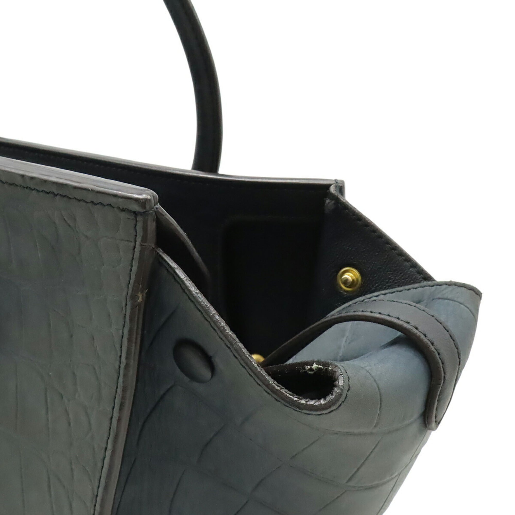 Celine Black Navy Leather Handbag Tote Bag (Pre-Owned)