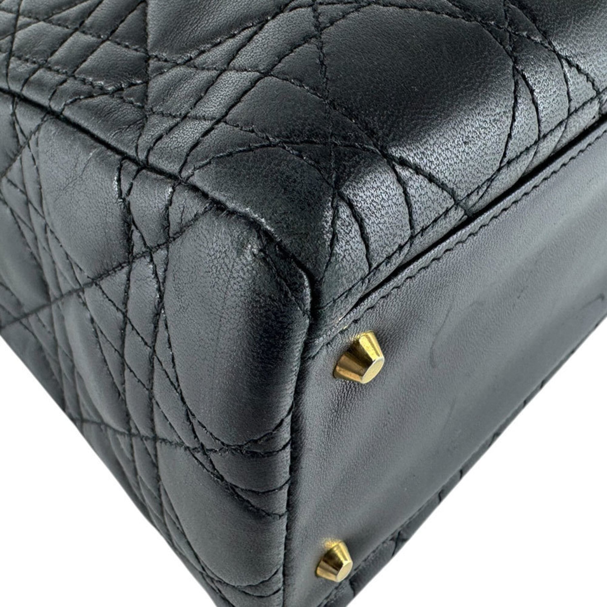 Christian Dior Black Leather Handbag Shoulder Bag (Pre-Owned)