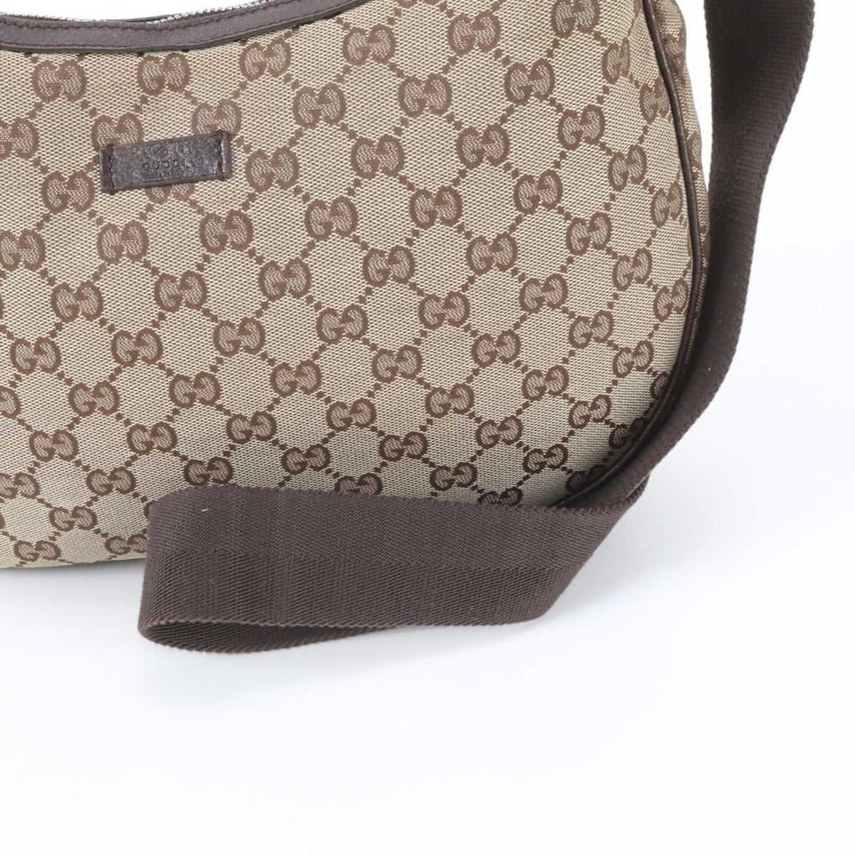Gucci Beige Brown Leather Canvas Handbag Shoulder Bag Tote Bag (Pre-Owned)