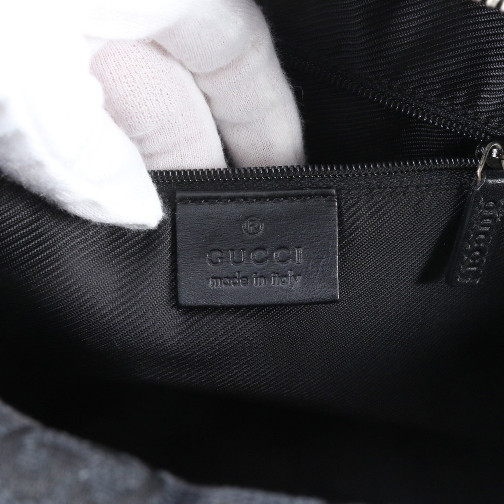 Gucci Black Leather Canvas Boston Bag Handbag Shoulder Bag Tote Bag (Pre-Owned)