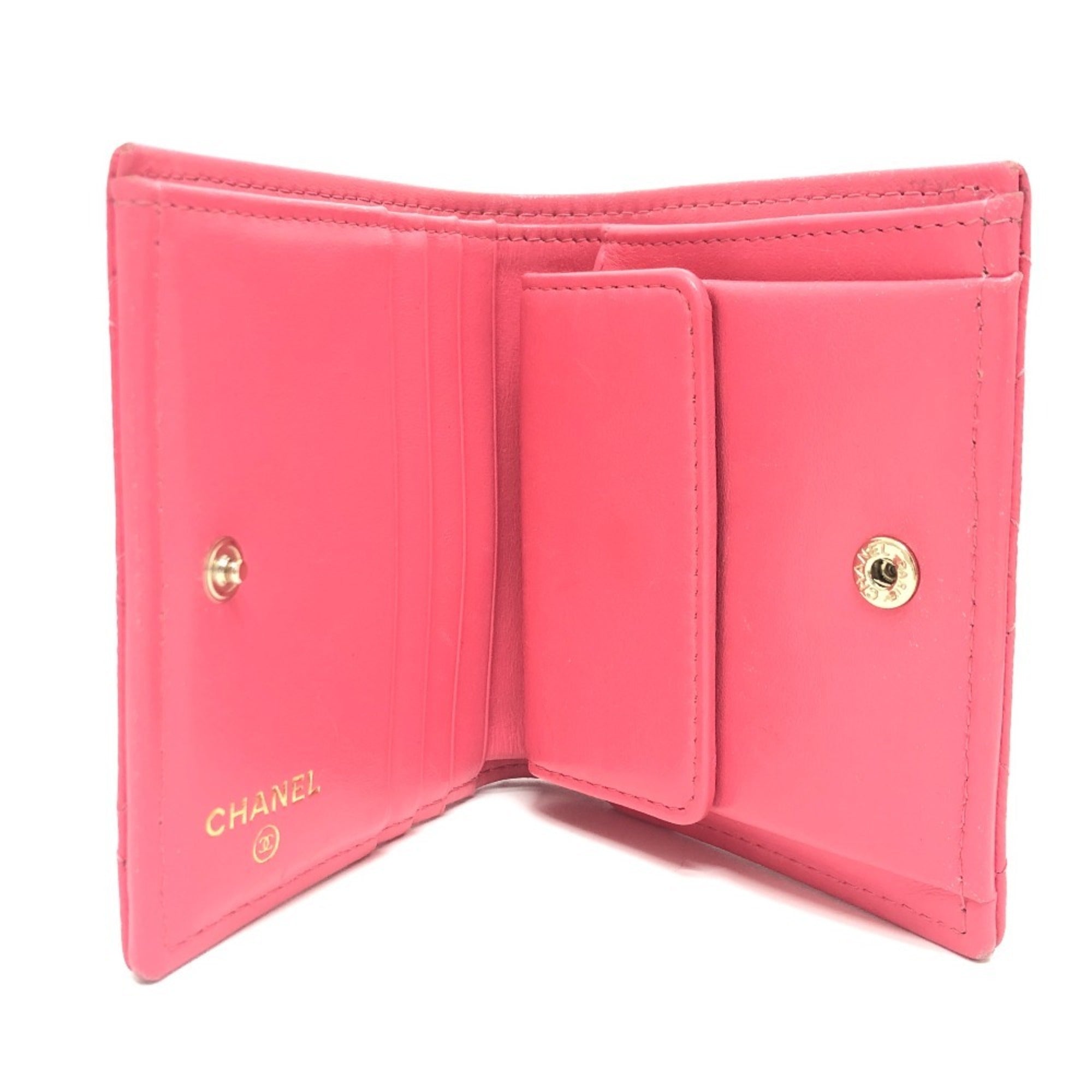 Chanel Pink Grained Calfskin Wallet (Bi-Fold) (Pre-Owned)
