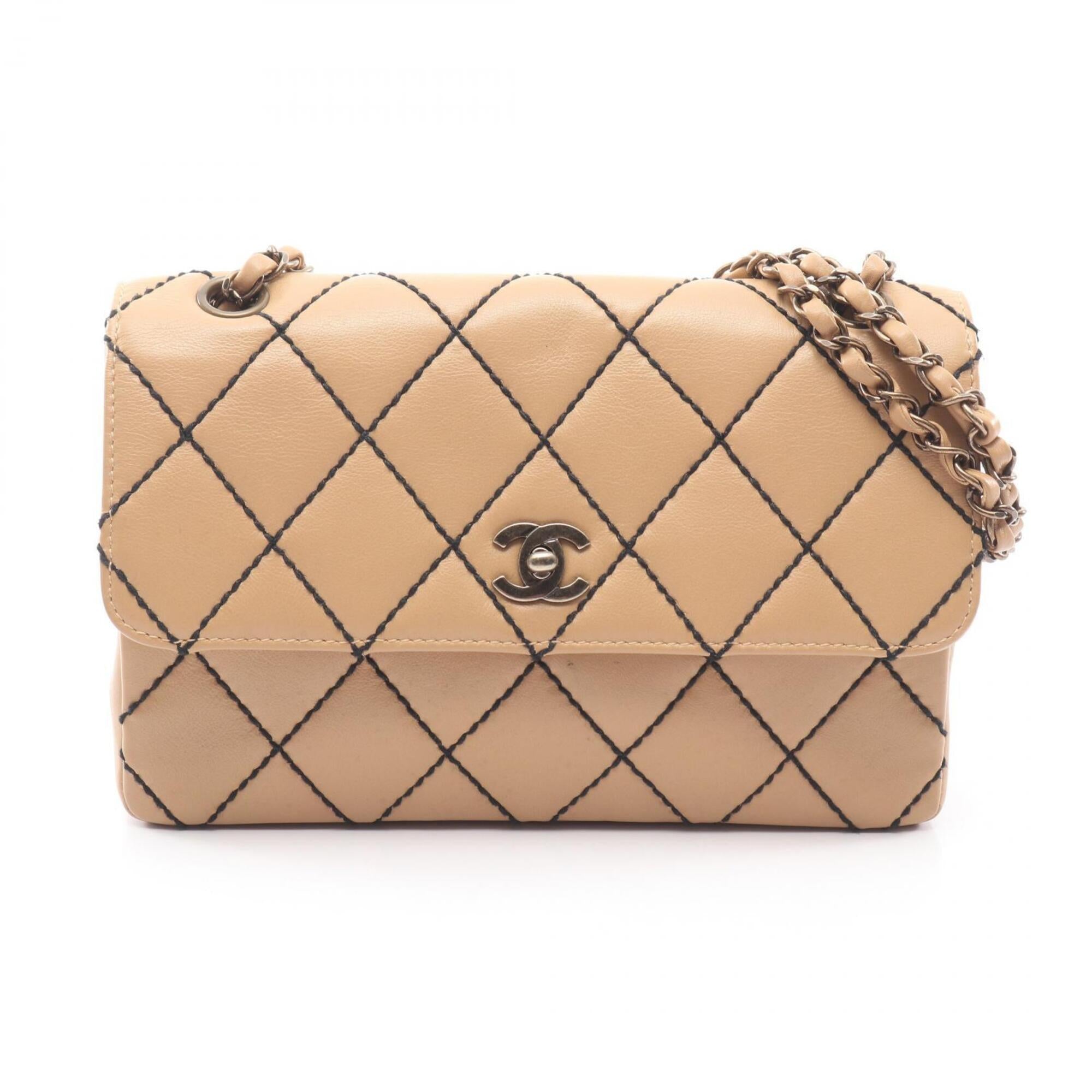 Chanel Beige Leather Handbag Shoulder Bag (Pre-Owned)