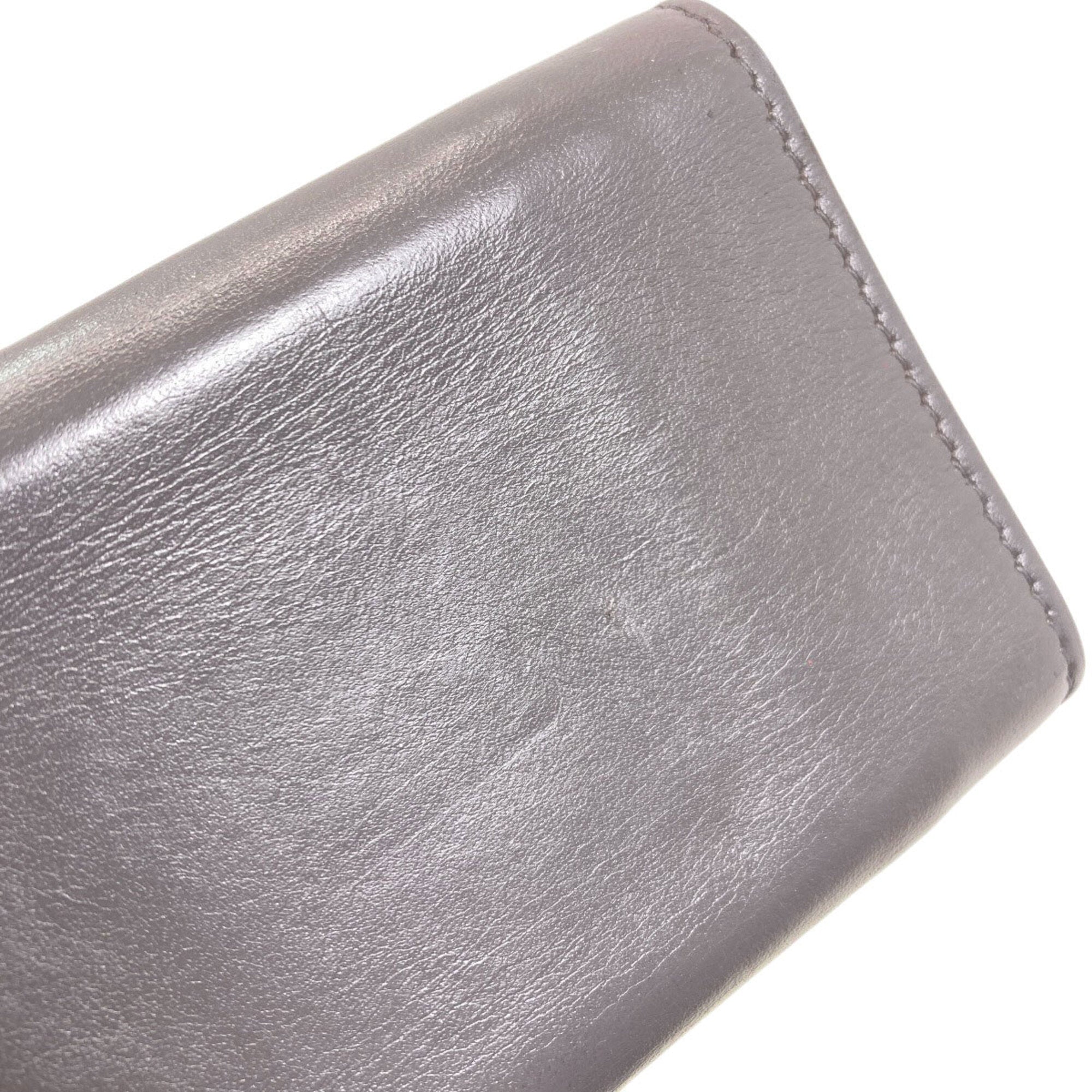Yves Saint Laurent Gray Leather Wallet (Tri-Fold) (Pre-Owned)
