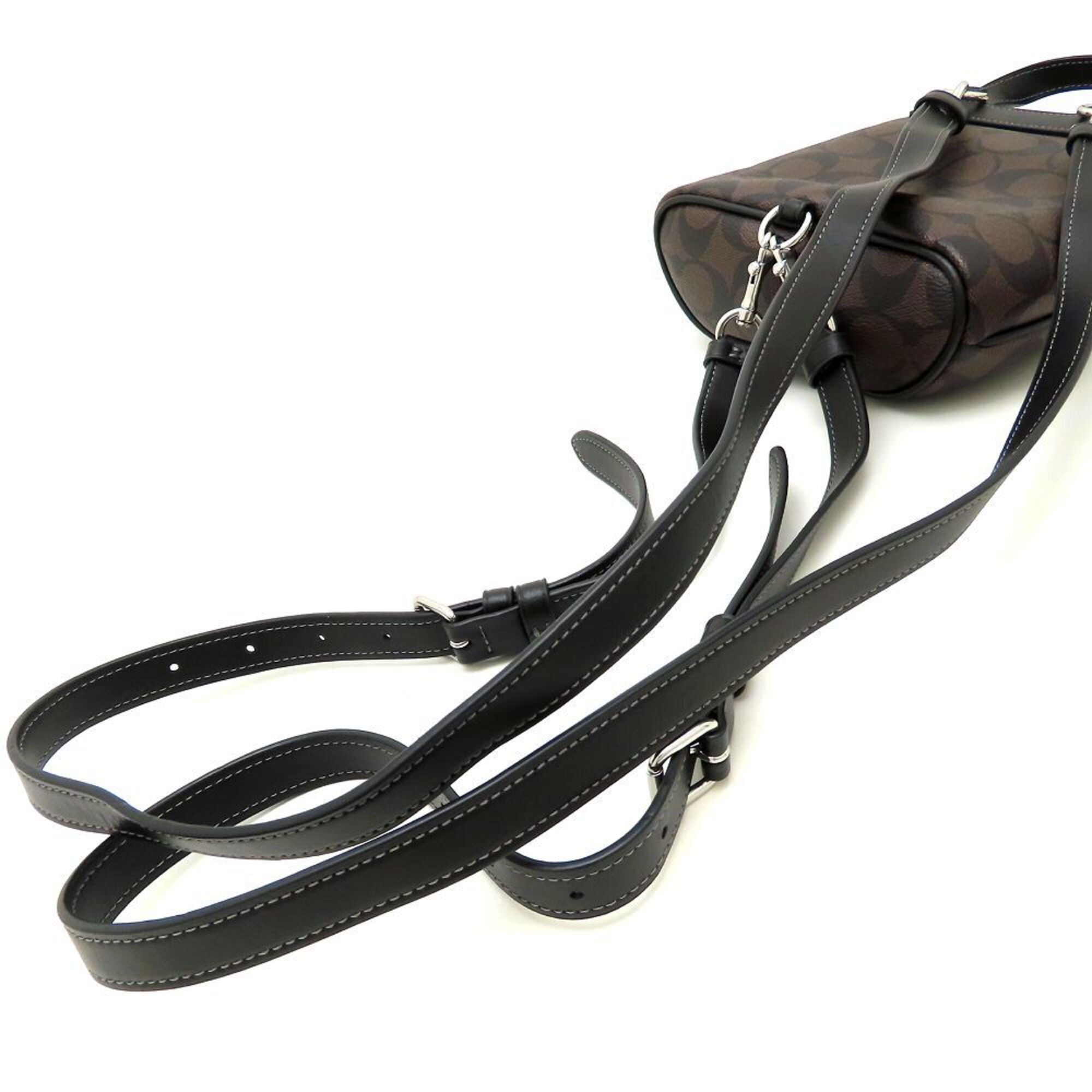 Coach Black Brown Coated Canvas Leather Backpack (Pre-Owned)