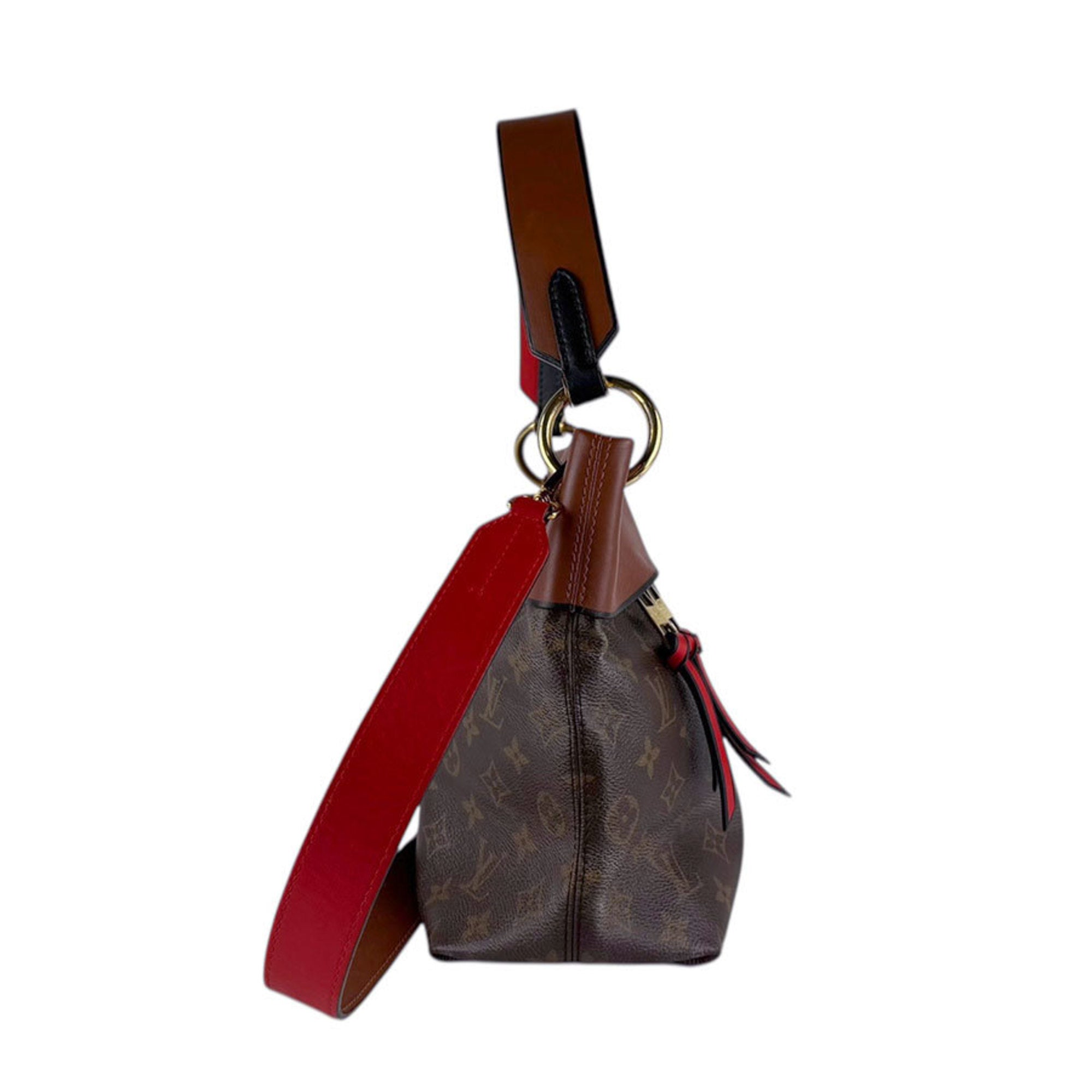 Louis Vuitton Brown Red Color Monogram Handbag Shoulder Bag (Pre-Owned)