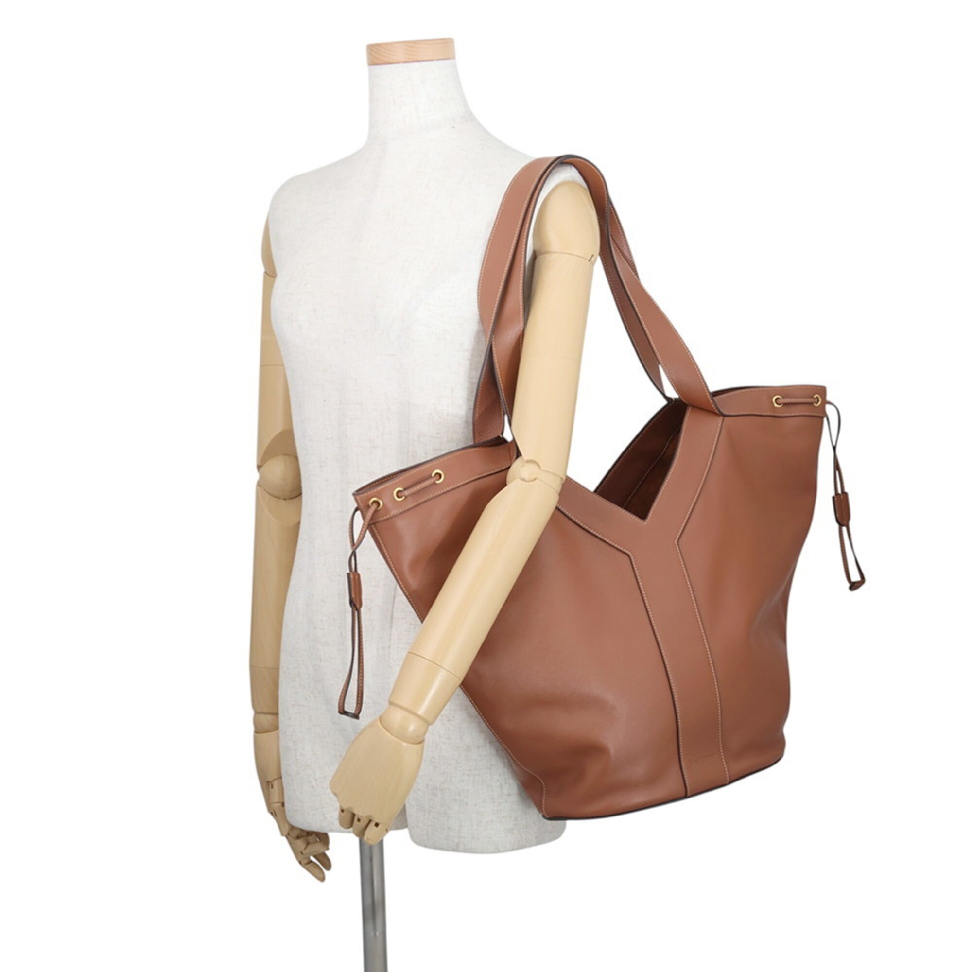 Yves Saint Laurent Brown Leather Handbag Tote Bag (Pre-Owned)