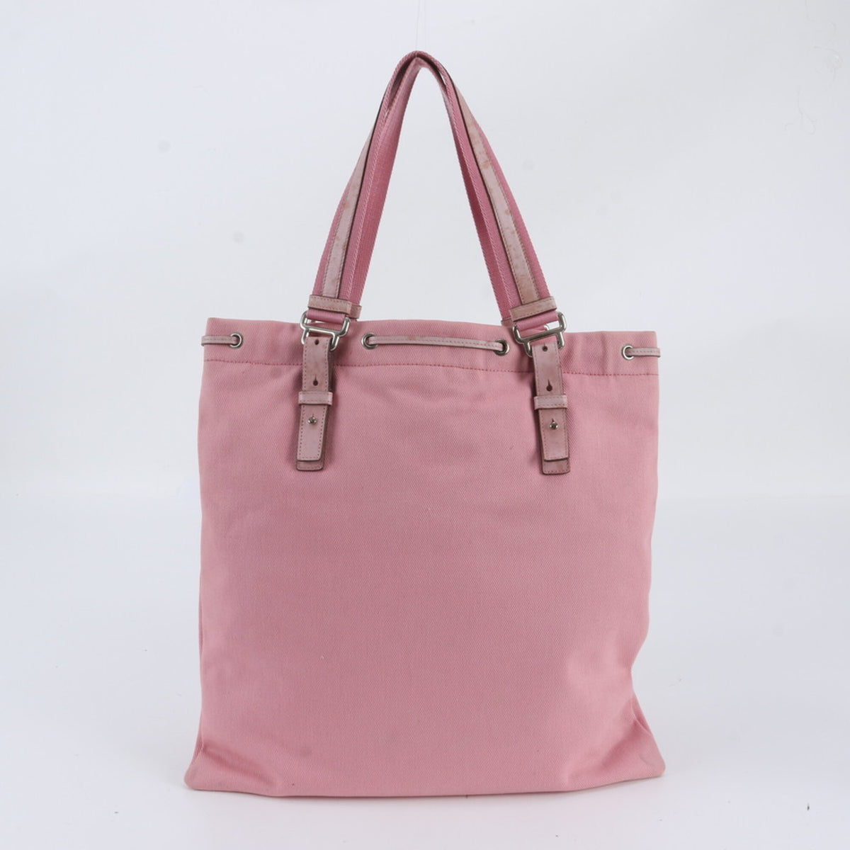 Yves Saint Laurent Pink Leather Canvas Shoulder Bag Tote Bag (Pre-Owned)
