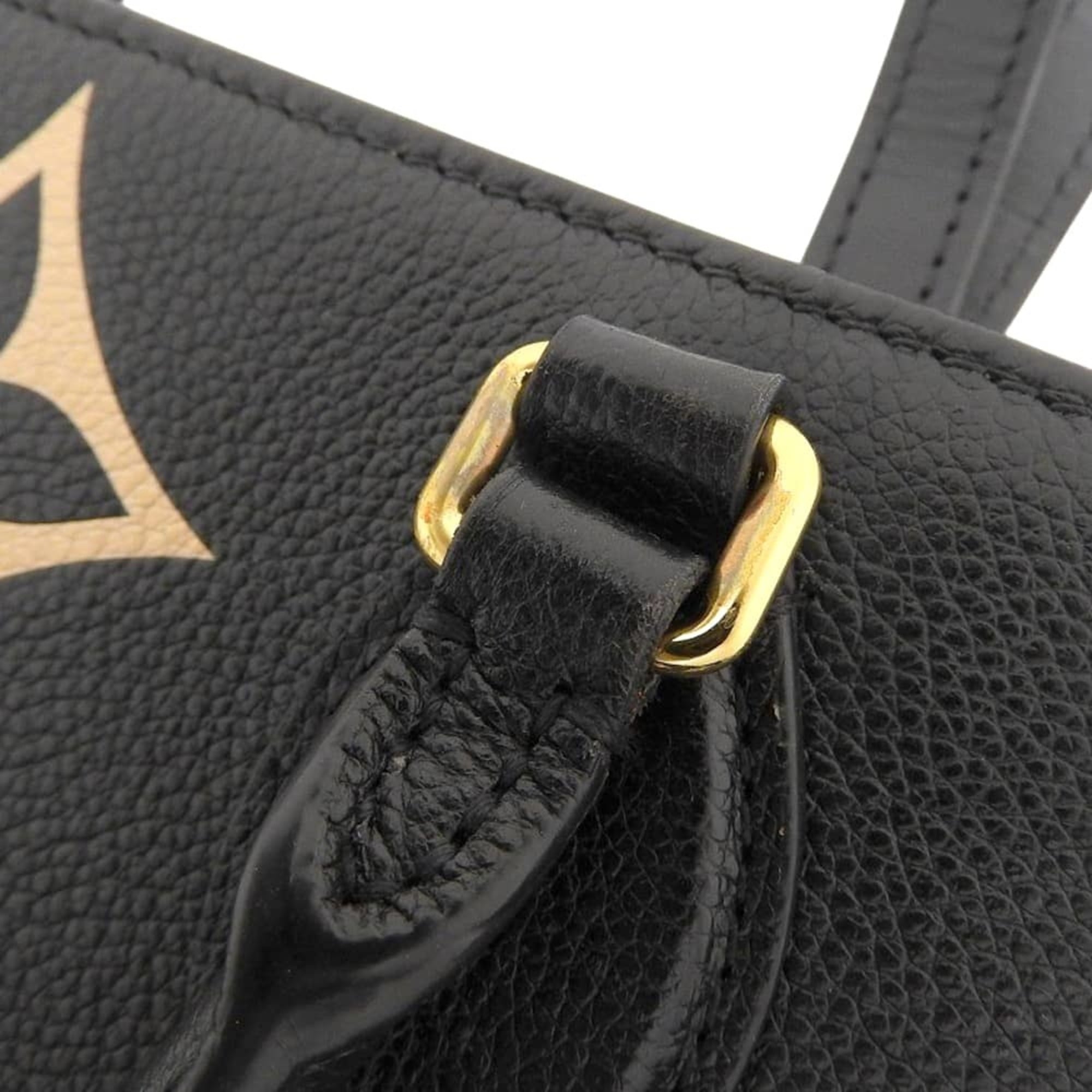 Louis Vuitton Beige Black Leather Tote Bag (Pre-Owned)