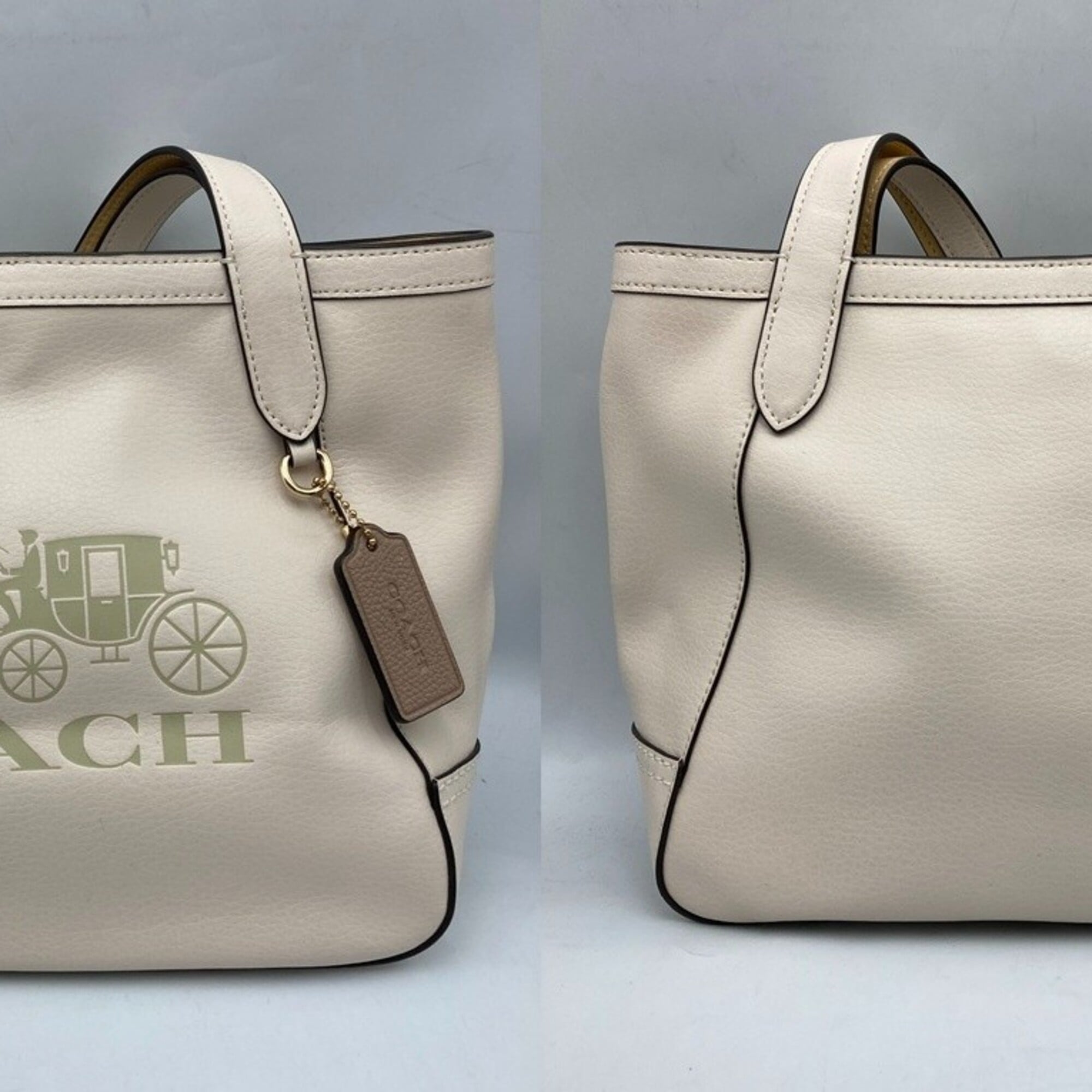 Coach Off-White Leather Tote Bag (Pre-Owned)