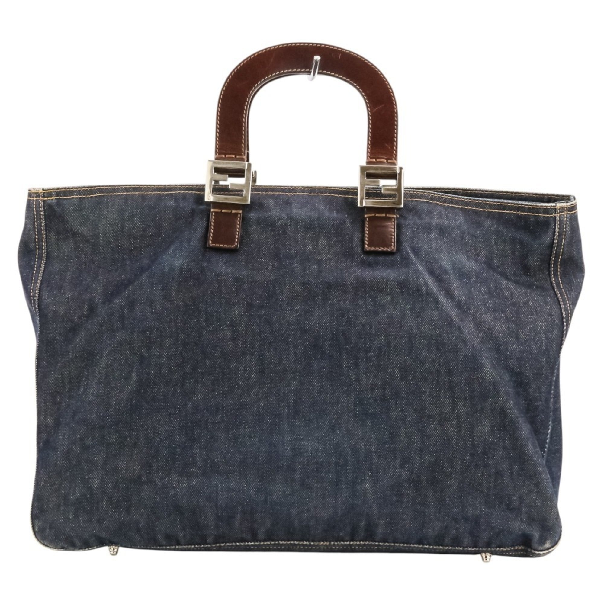 Fendi Navy Denim Leather Handbag (Pre-Owned)