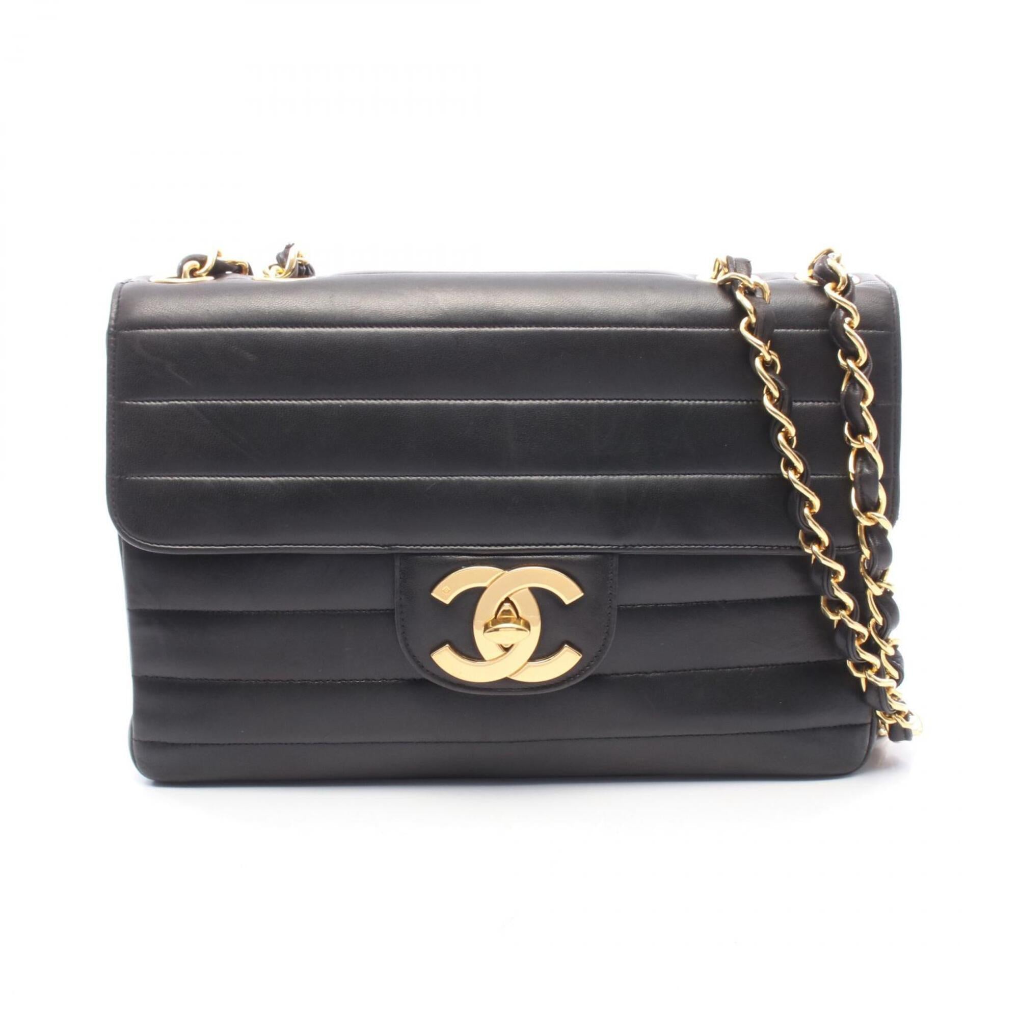 Chanel Black Leather Handbag Shoulder Bag (Pre-Owned)