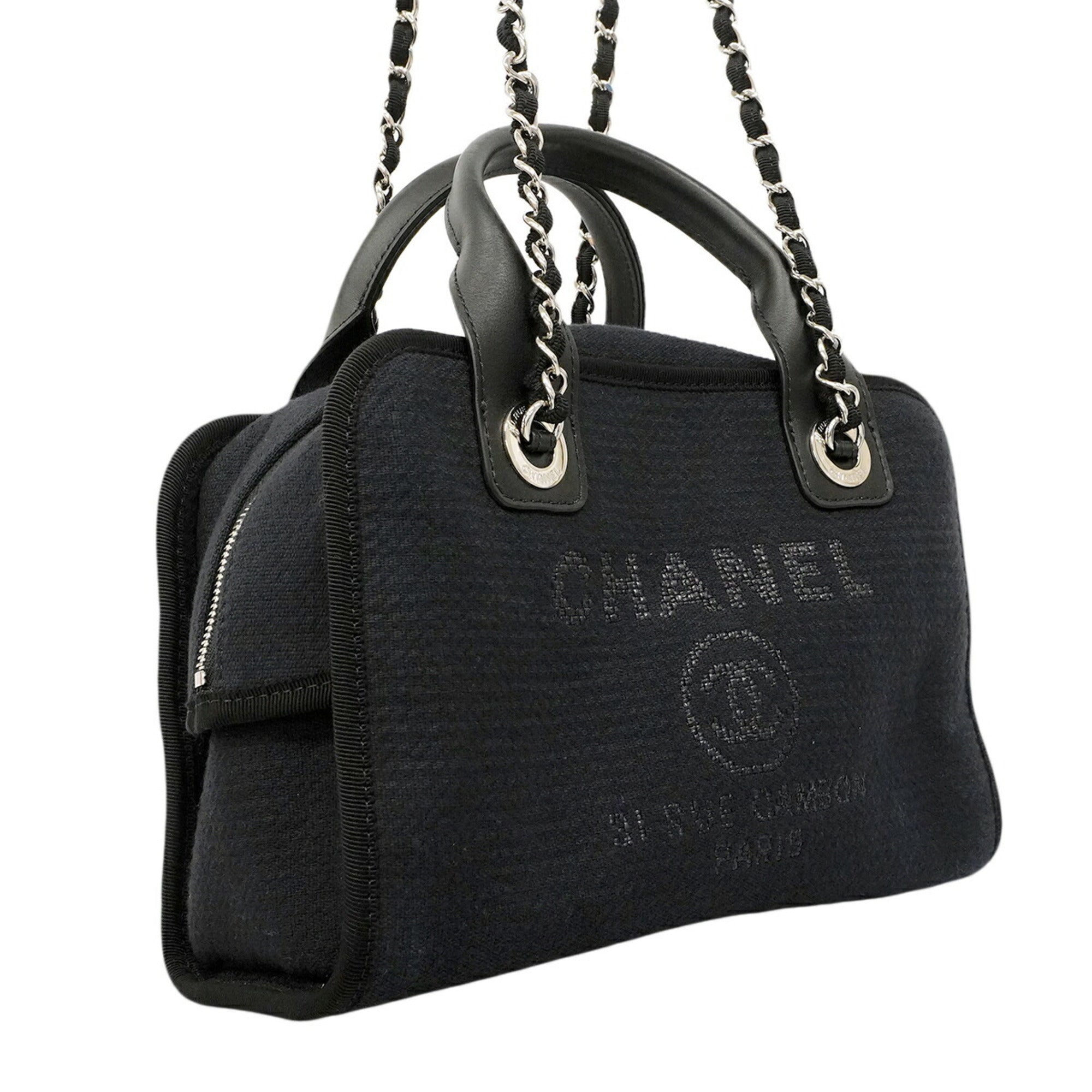 Chanel Black Canvas Handbag (Pre-Owned)