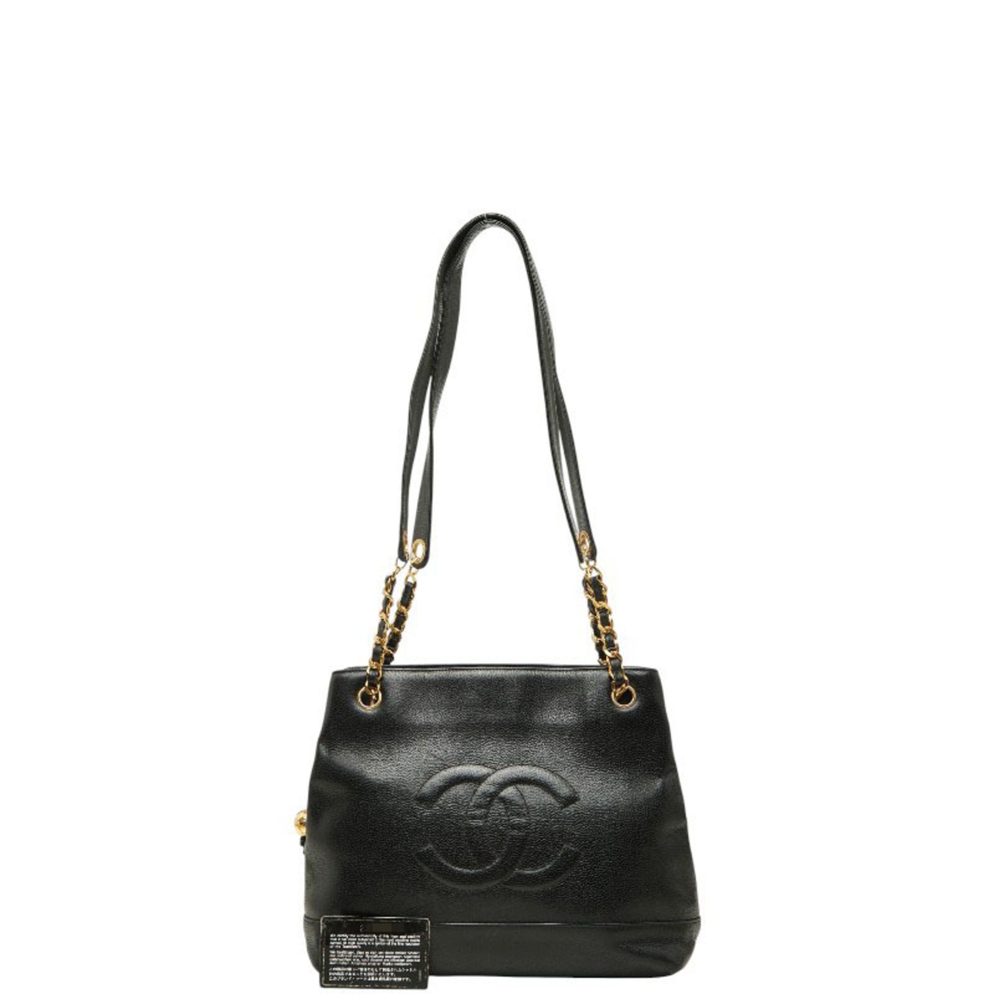 Chanel Black Grained Calfskin Shoulder Bag Tote Bag (Pre-Owned)