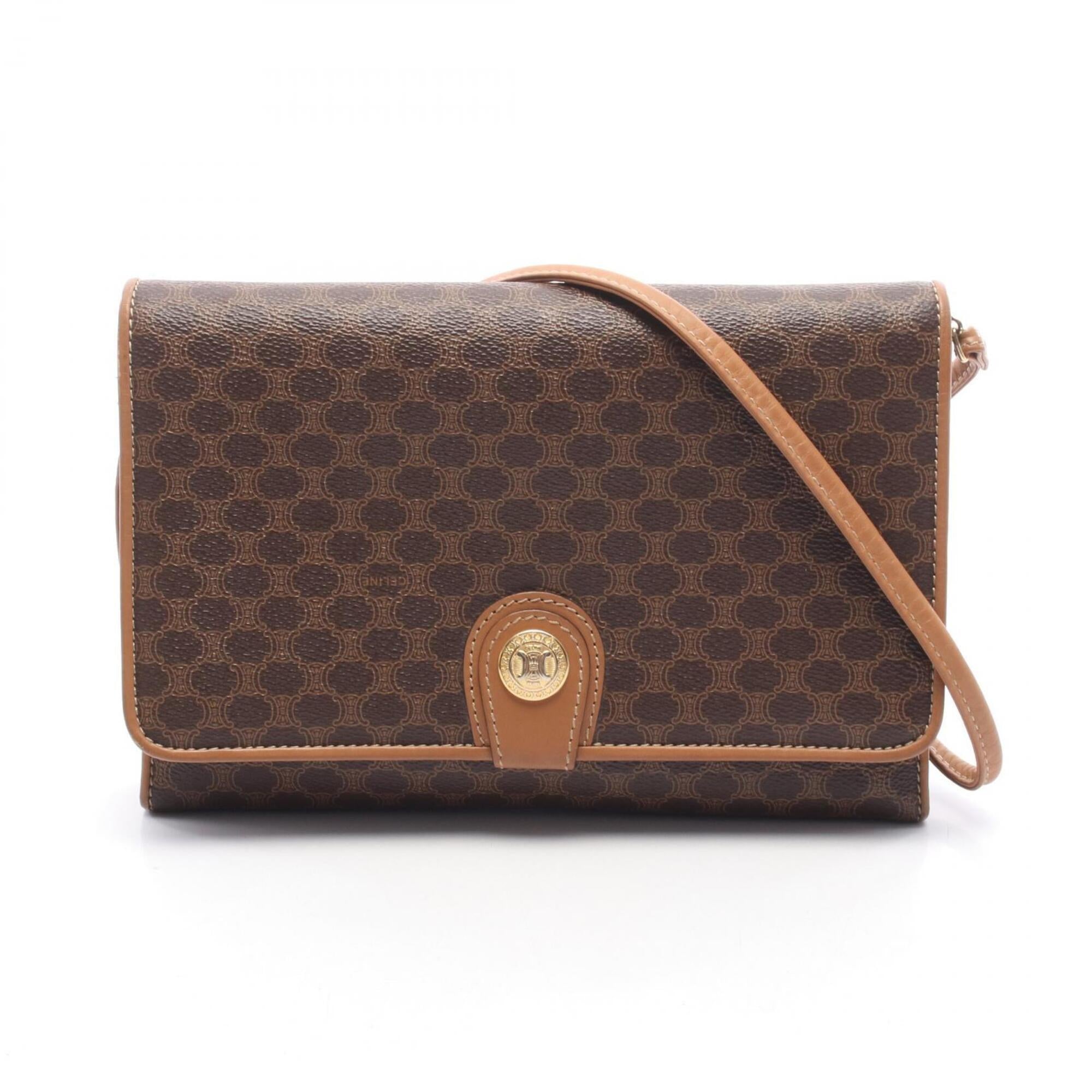 Celine Brown Coated Canvas Handbag Shoulder Bag (Pre-Owned)