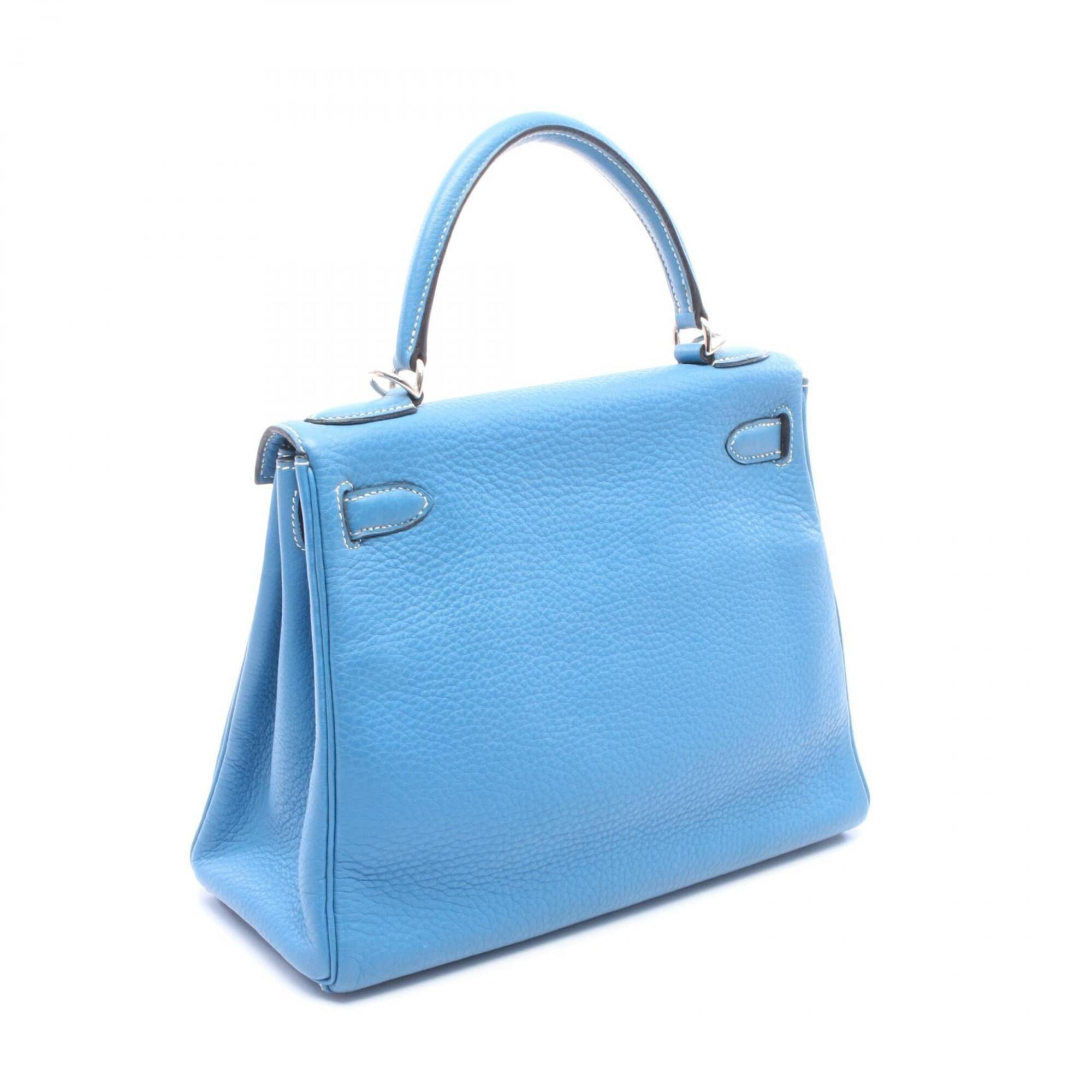 Hermes Blue Blue Jean Taurillon Clemence Leather Leather Handbag (Pre-Owned)