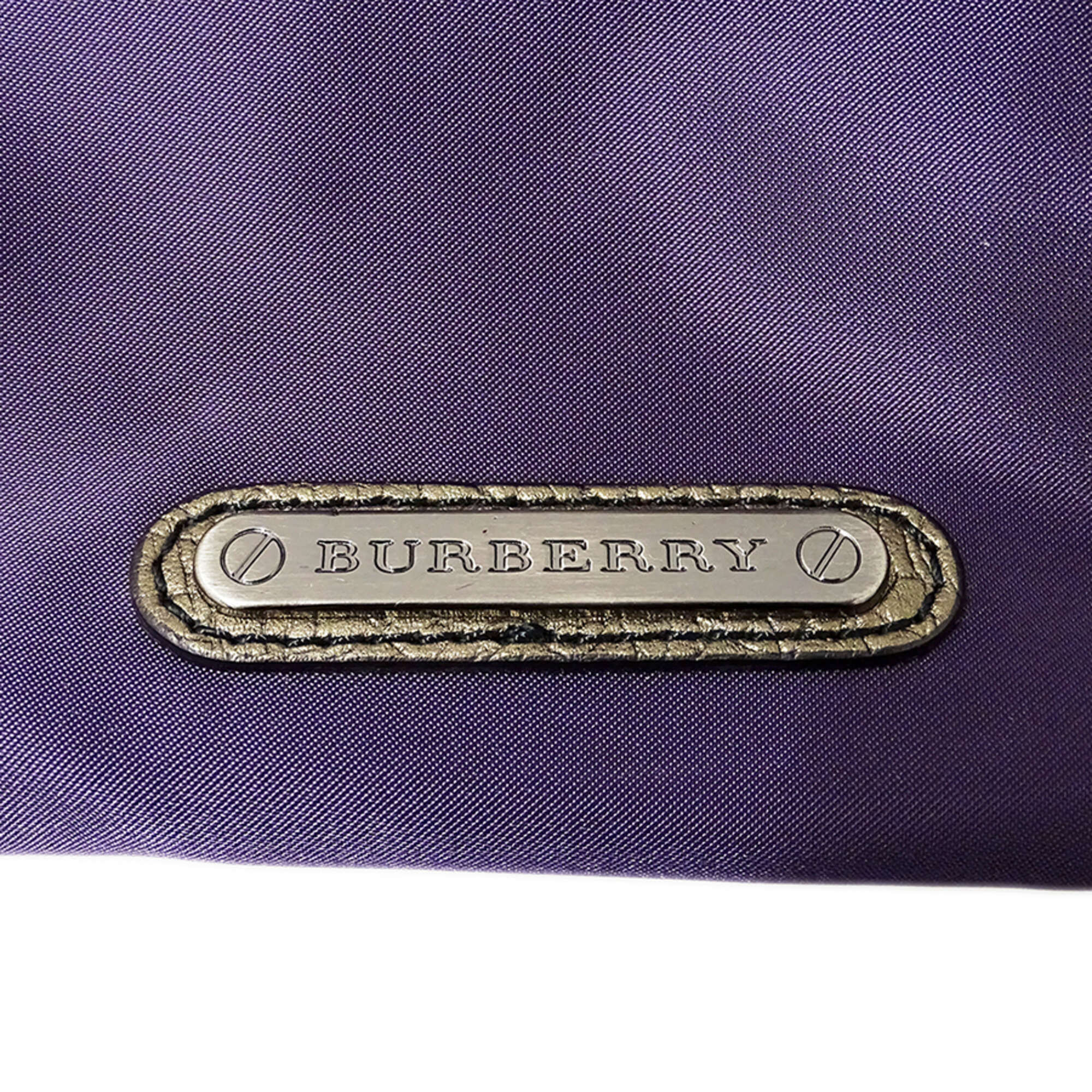 Burberry Bronze Purple Nylon Handbag Pouch Tote Bag (Pre-Owned)