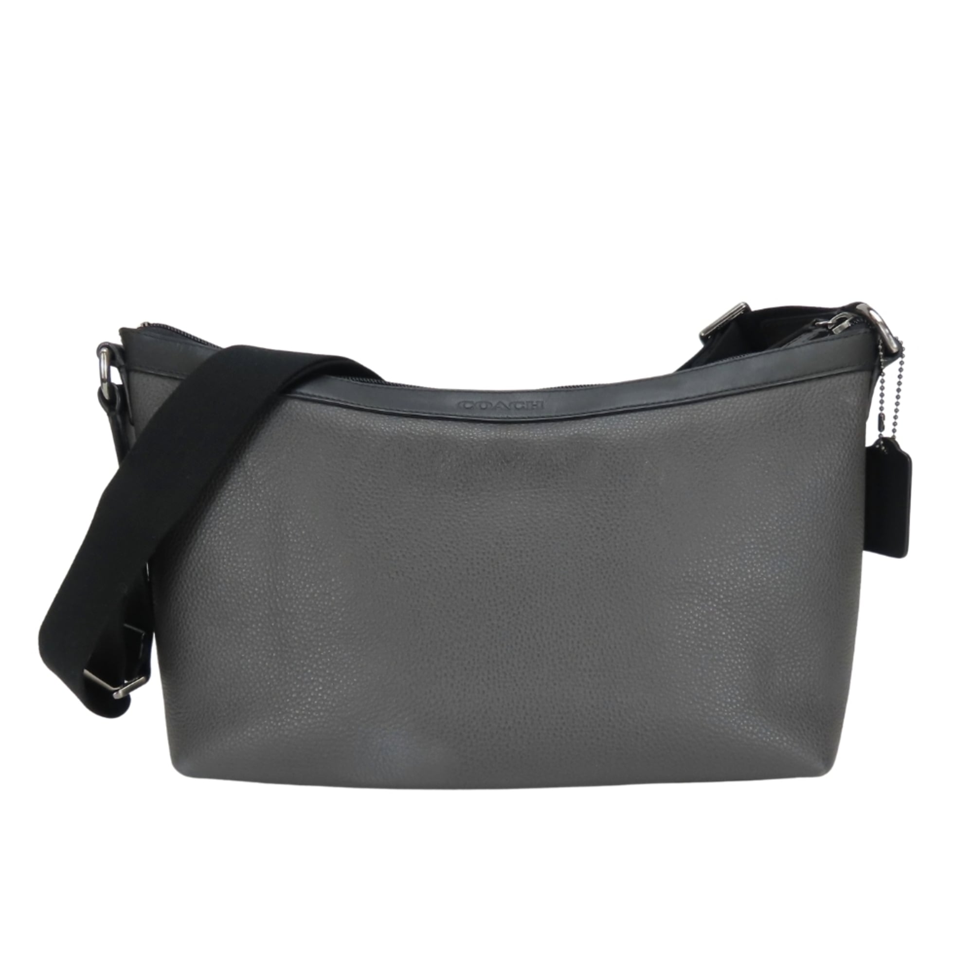 Coach Black Dark Gray Leather Shoulder Bag (Pre-Owned)