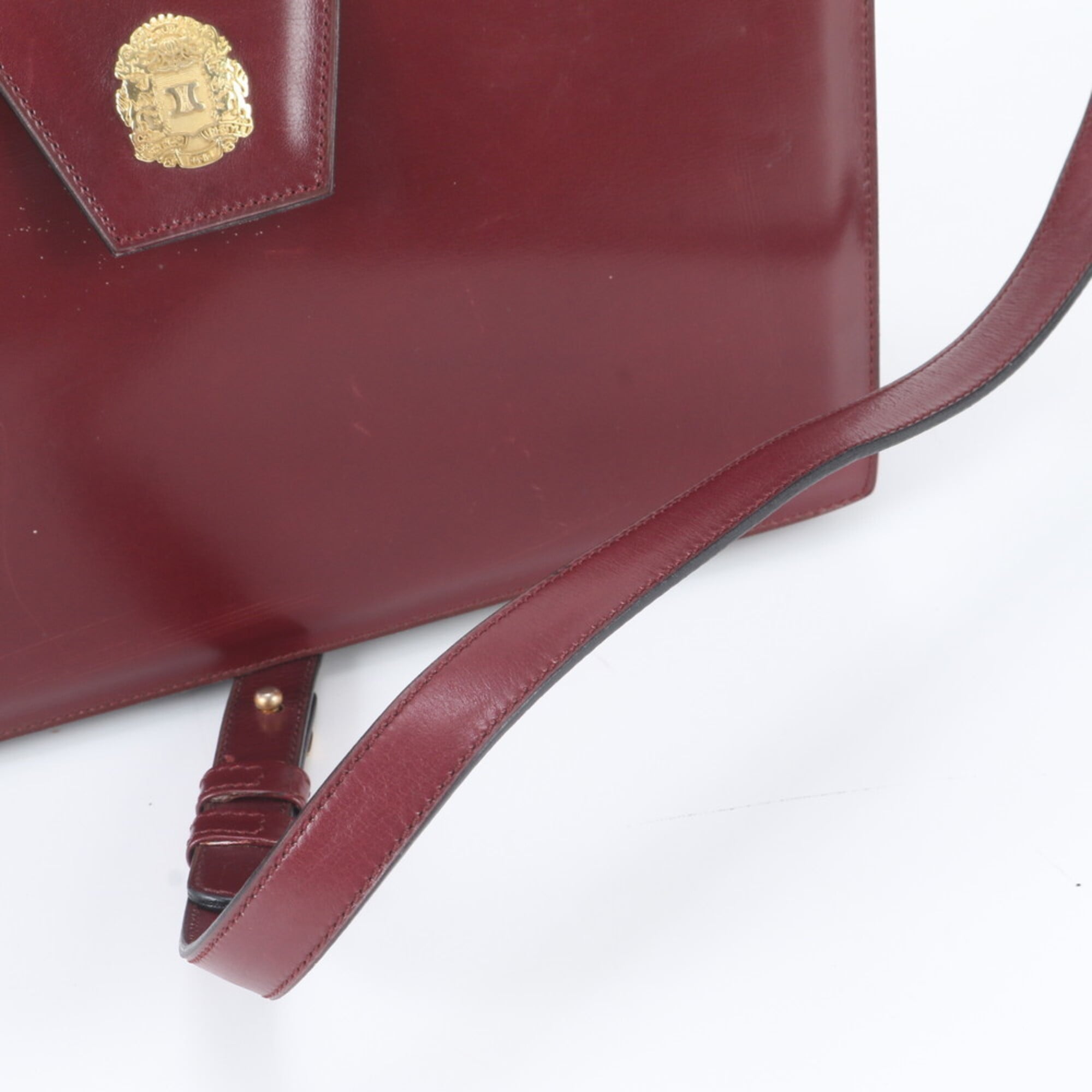 Celine Red Color Wine Leather Shoulder Bag (Pre-Owned)
