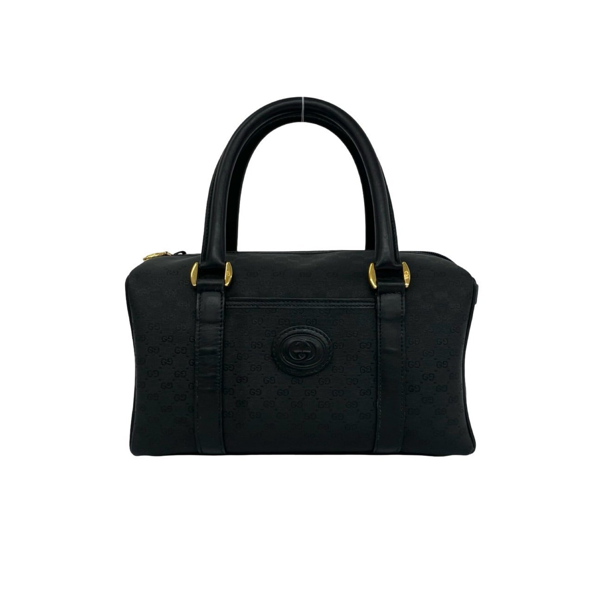 Gucci Black Leather Pvc Boston Bag Handbag (Pre-Owned)