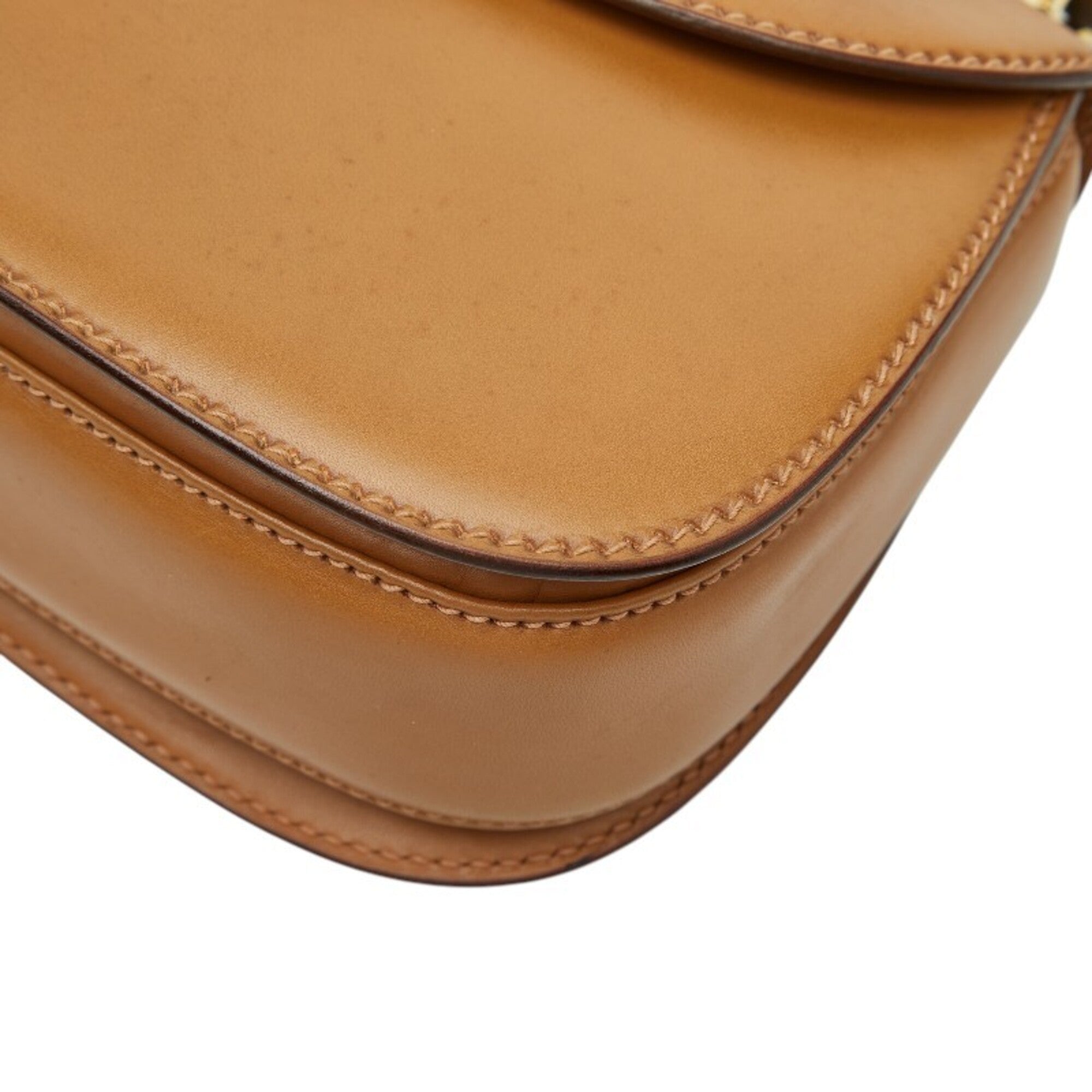 Gucci Brown Bamboo Leather Handbag Shoulder Bag (Pre-Owned)