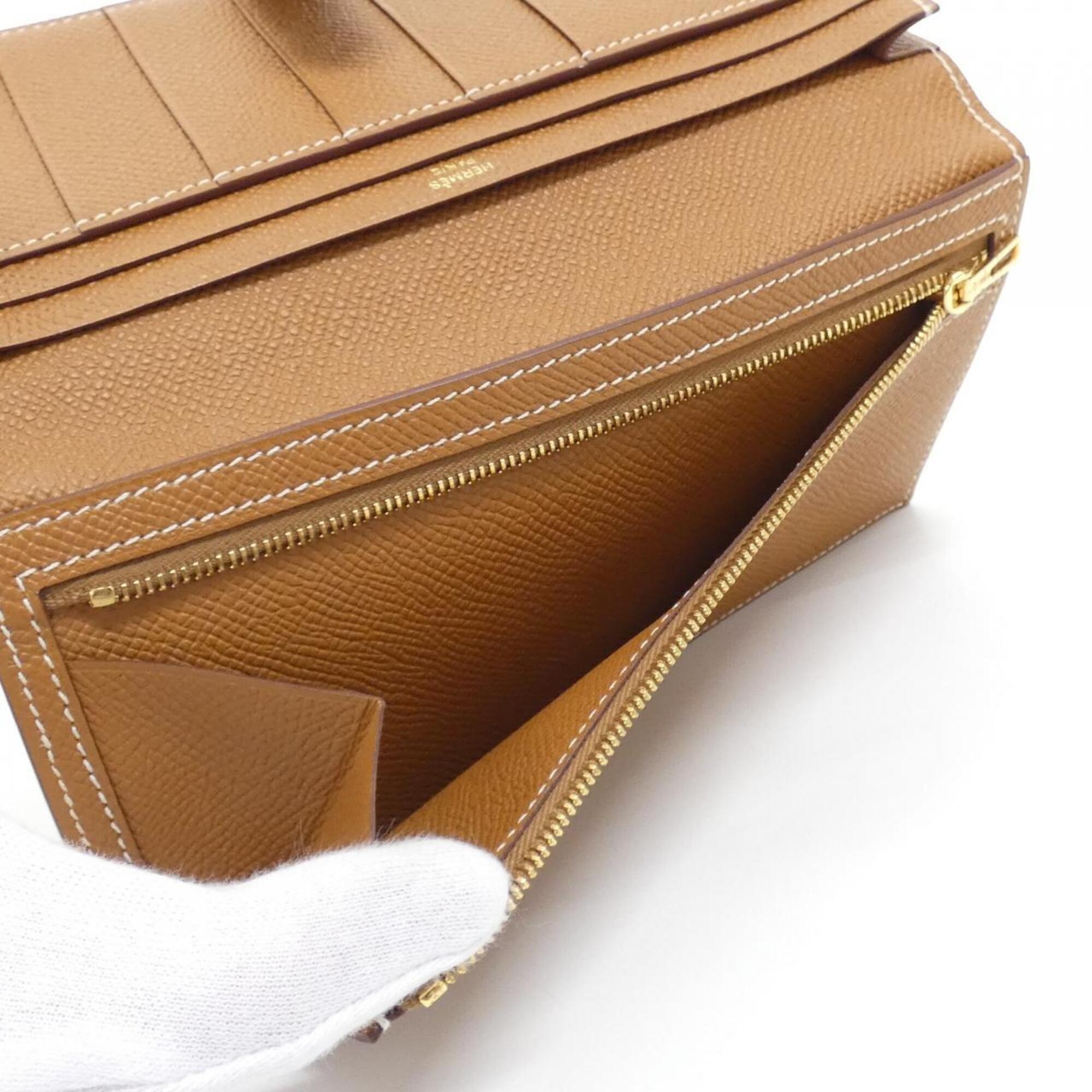 Hermes Gold Brown Epsom Leather Long Wallet (Bi-Fold) (Pre-Owned)