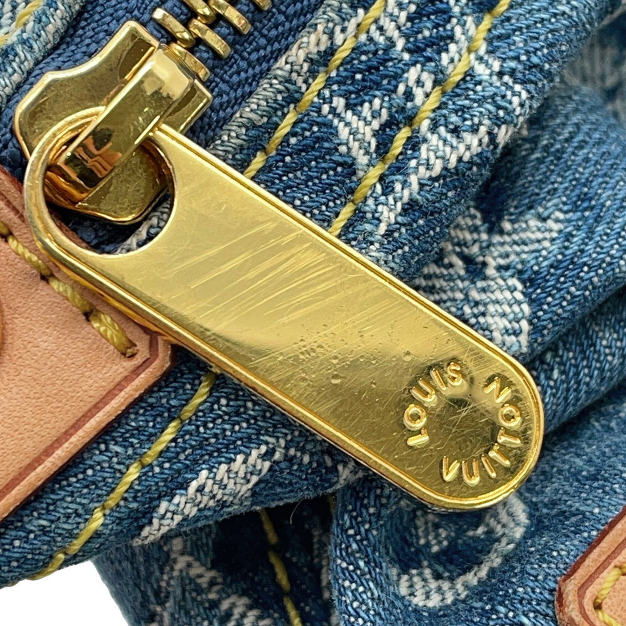 Louis Vuitton Monogram Denim Blue Yellow Monogram Denim Handbag Shoulder Bag (Pre-Owned)